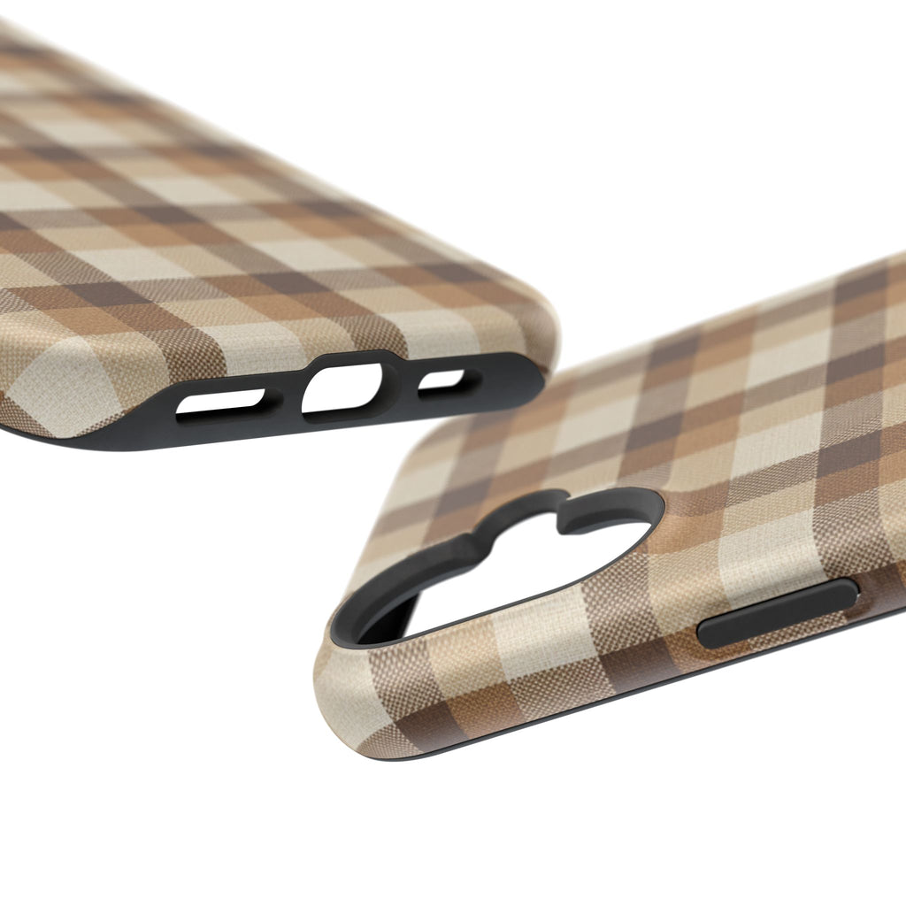 Brown Plaid Pattern Impact-Resistant Case | Checkered Phone Case