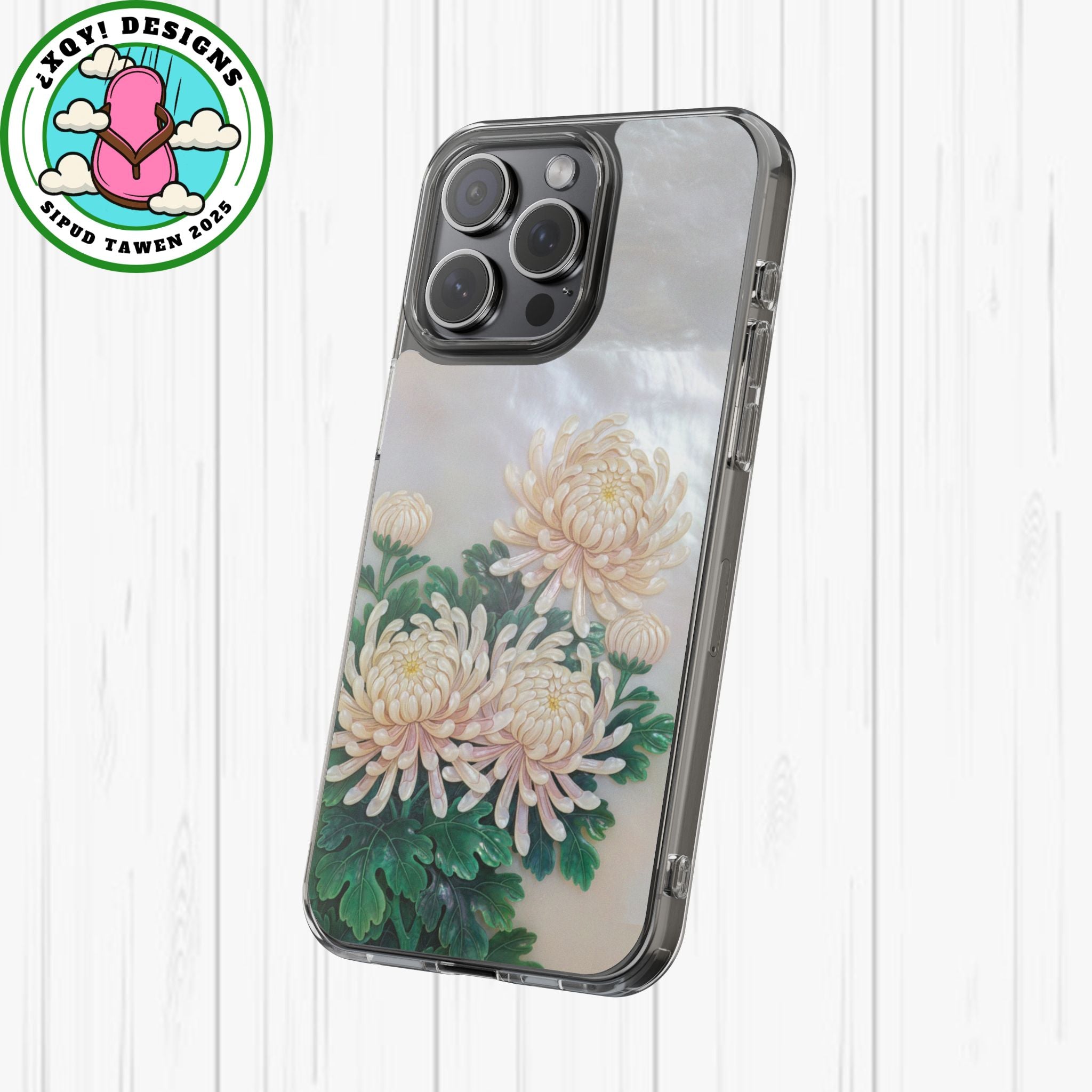 Mother of pearl inlay Phone Case Nacre art panel Chinese mother of pearl flowers Chrysanthemum wall art design elegant luxury  gift
