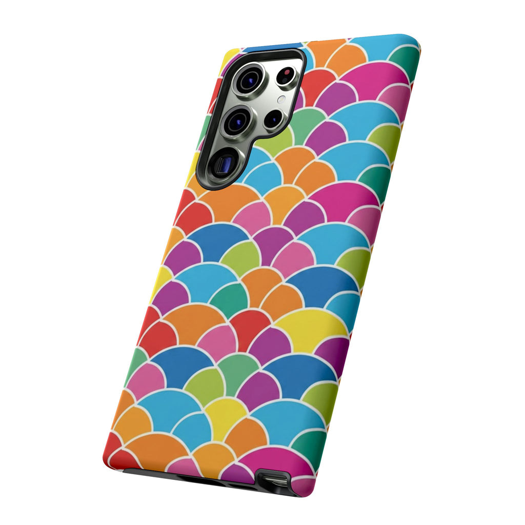 Colorful Scallop Pattern Phone Case Vibrant Protective Mermaid Scales Cover Eye-Catching Abstract Design for Samsung iPhone Pixel Models