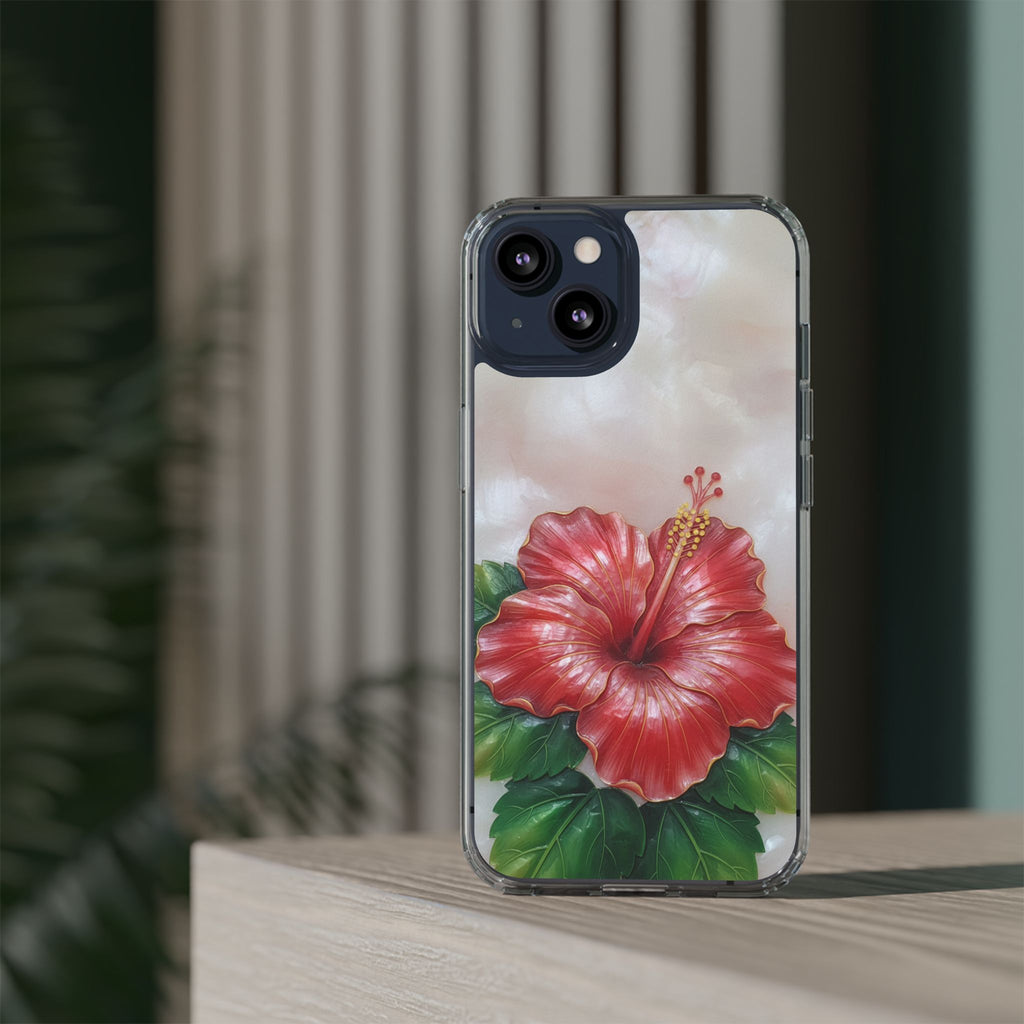Unique Red flower art Phone Case Floral relief carving Red hibiscus sculpture Decorative tropical flower decor vibrant artistic