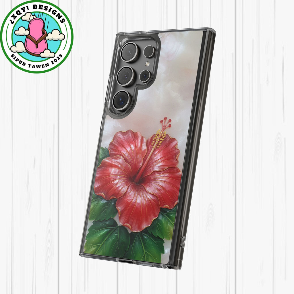 Unique Red flower art Phone Case Floral relief carving Red hibiscus sculpture Decorative tropical flower decor vibrant artistic