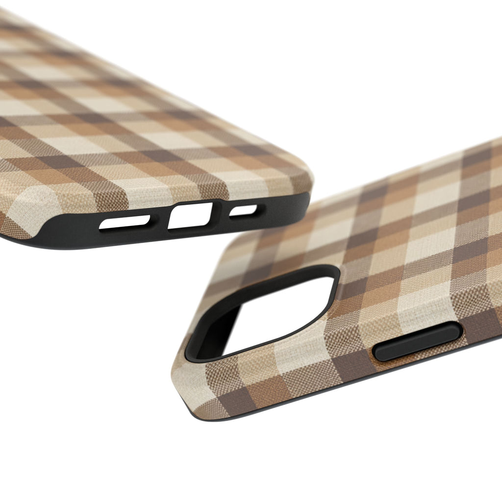 Brown Plaid Pattern Impact-Resistant Case | Checkered Phone Case