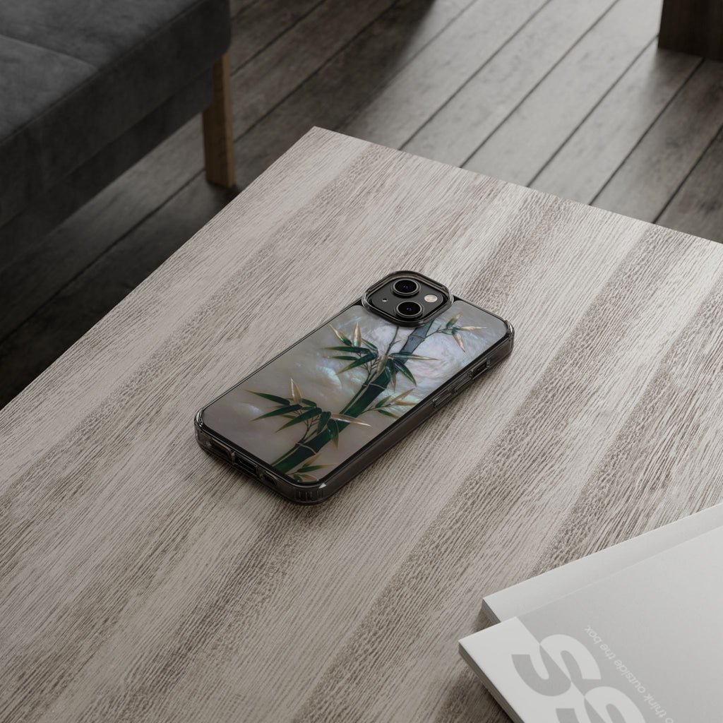 Phone Case, Mother of Pearl Bamboo Floral Design Impact-Resistant Cover, Protective Shell, Unique Gift, Accessories