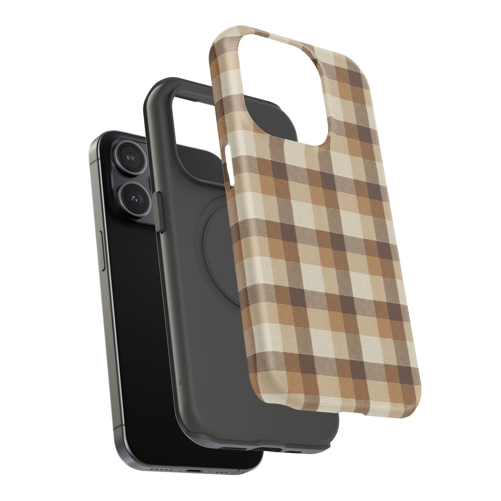 Brown Plaid Pattern Impact-Resistant Case | Checkered Phone Case