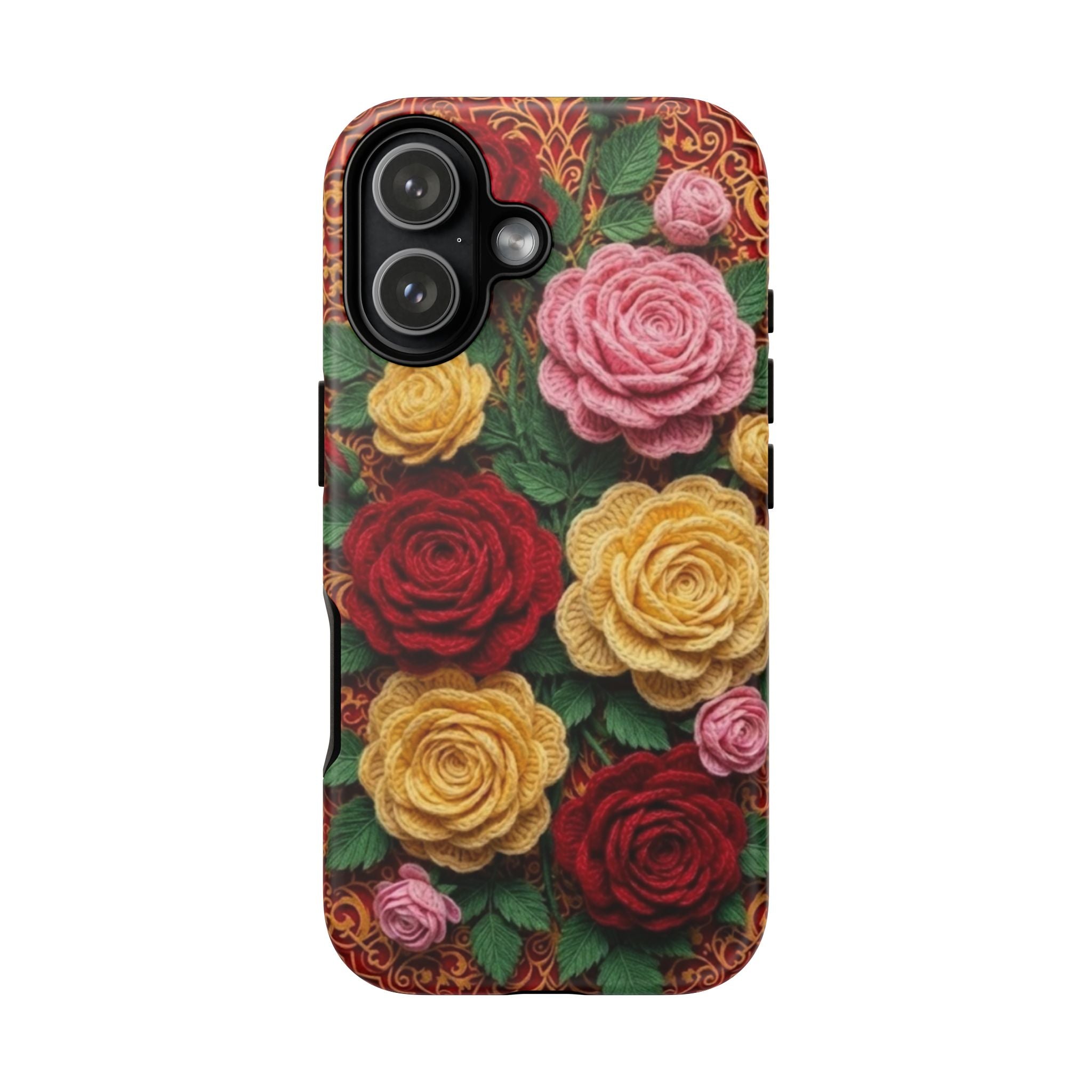 Yarn Vintage Rose Floral Phone Case Elegant Damask Pattern Smartphone Cover for Samsung Galaxy iOS Google Pixel