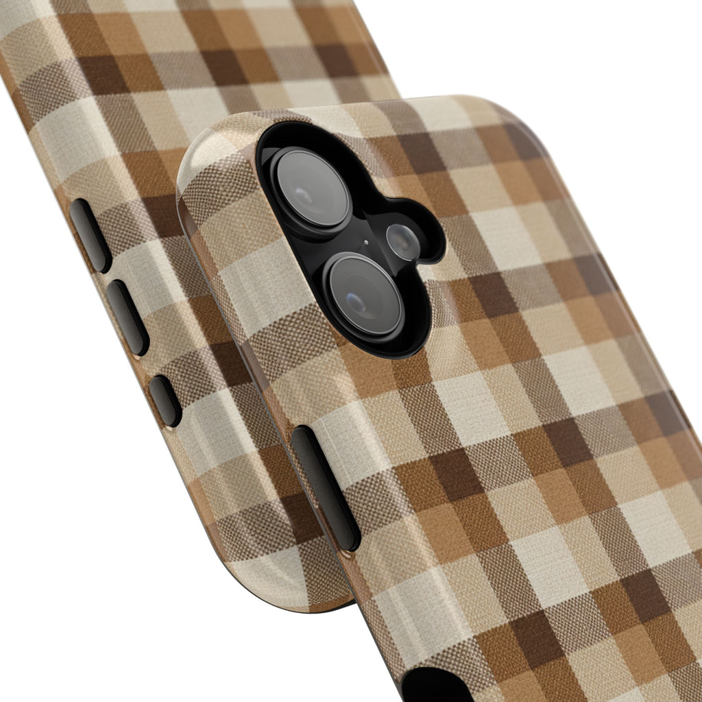 Brown Plaid Pattern Impact-Resistant Case | Checkered Phone Case