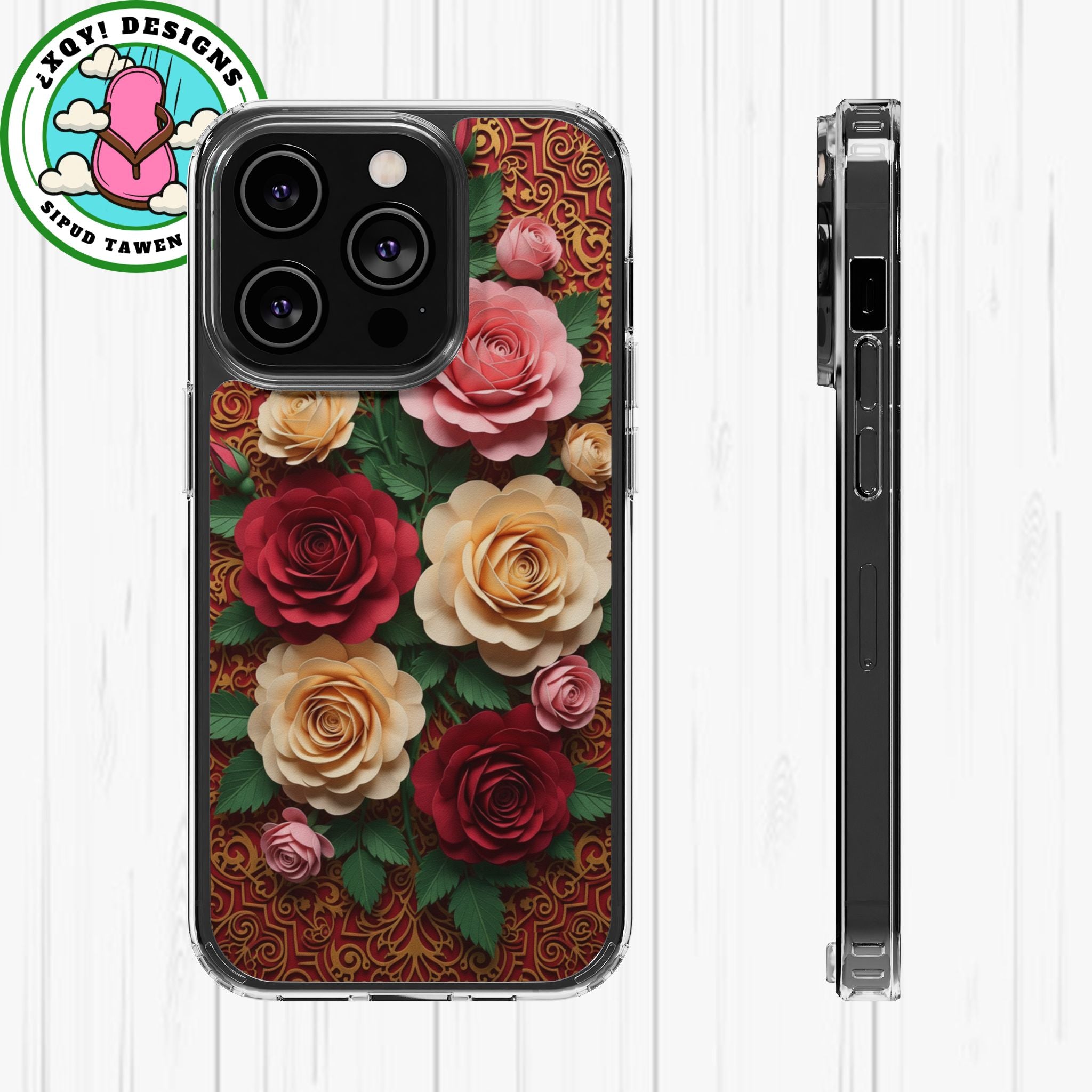 Cut-Paper Rose Bouquet Phone Case