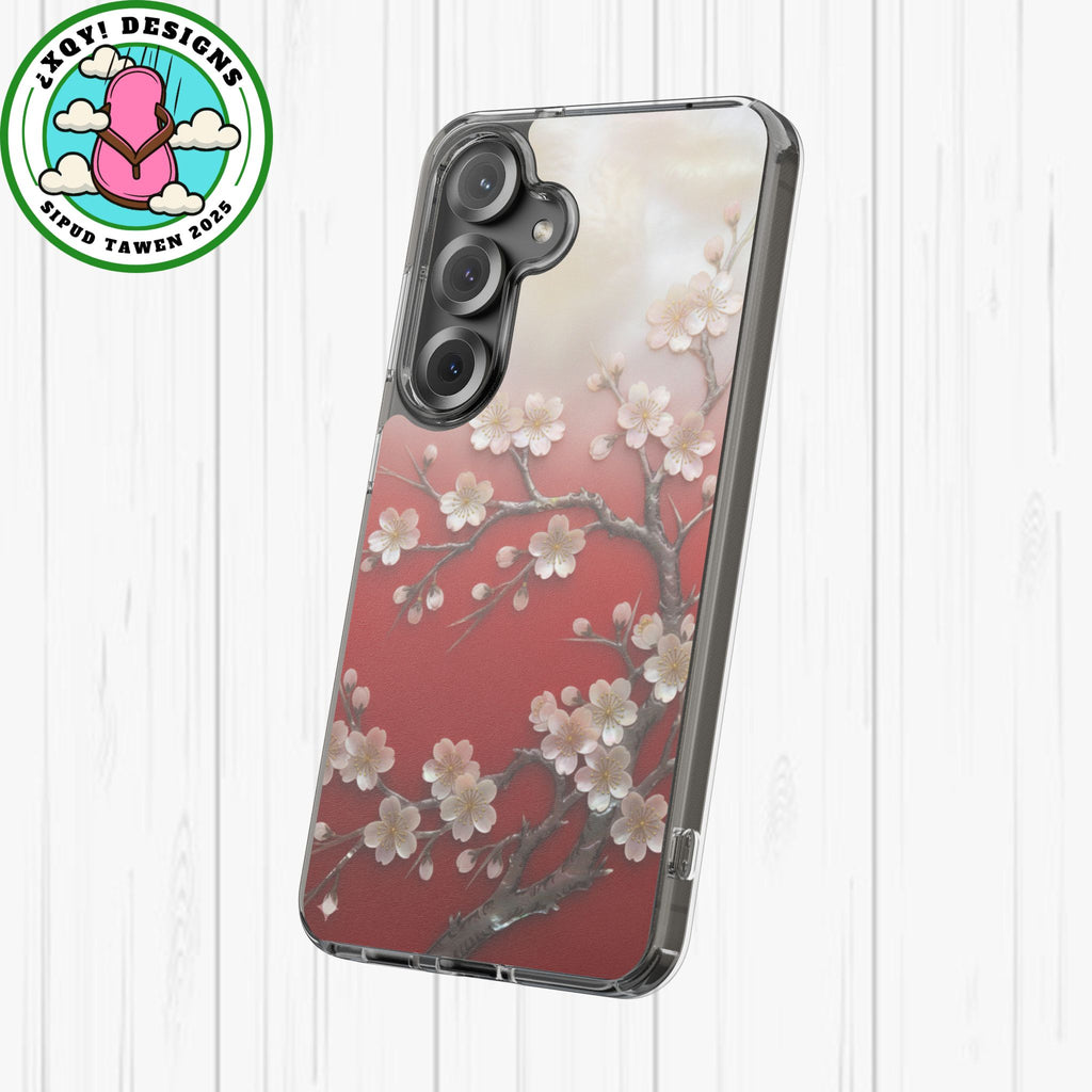 Mother of Pearl Floral Phone Case Elegant Sakura Design Asian Inspired Shell Inlay Artwork Japanese Blossom Decor Mobile Cover