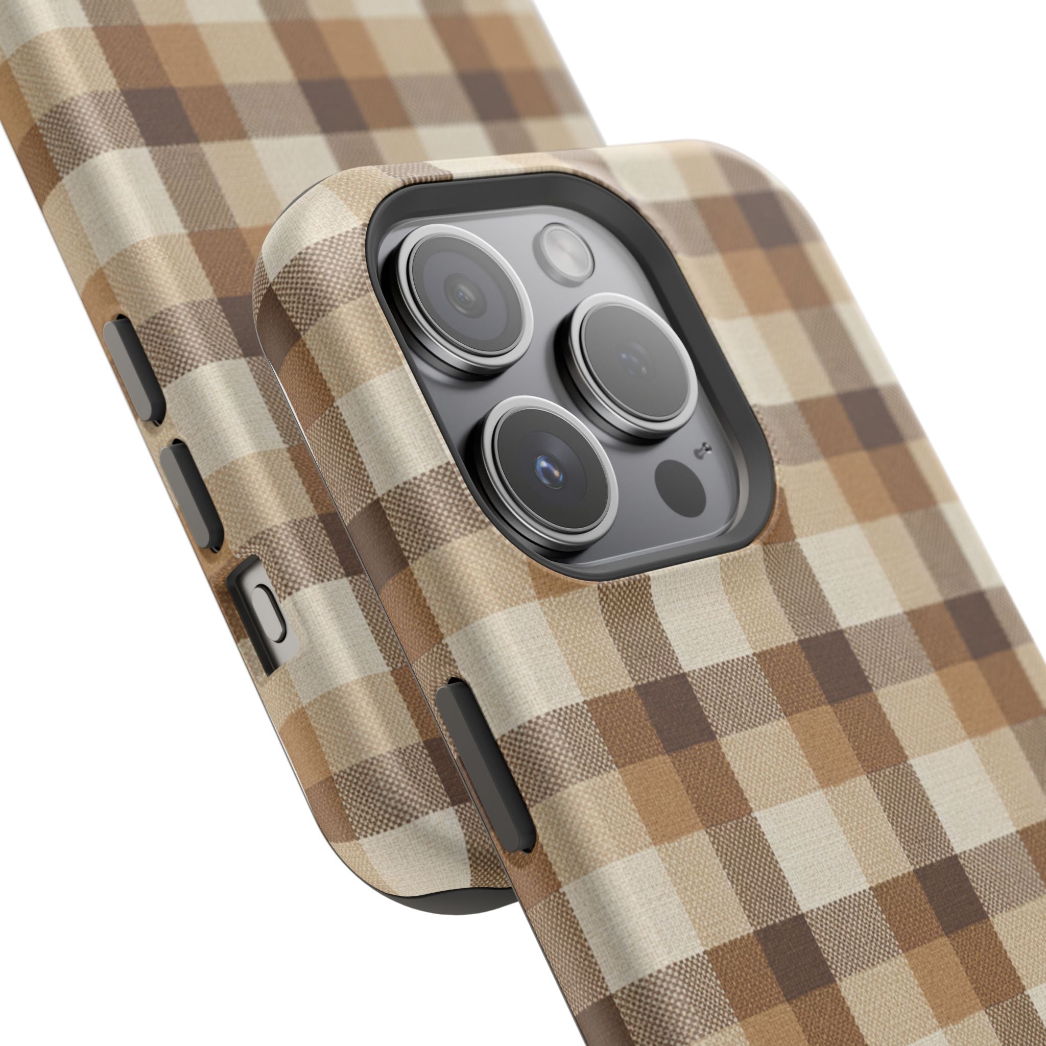 Brown Plaid Pattern Impact-Resistant Case | Checkered Phone Case