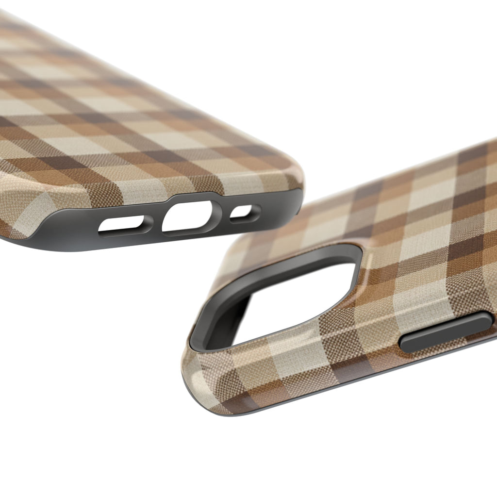Brown Plaid Pattern Impact-Resistant Case | Checkered Phone Case