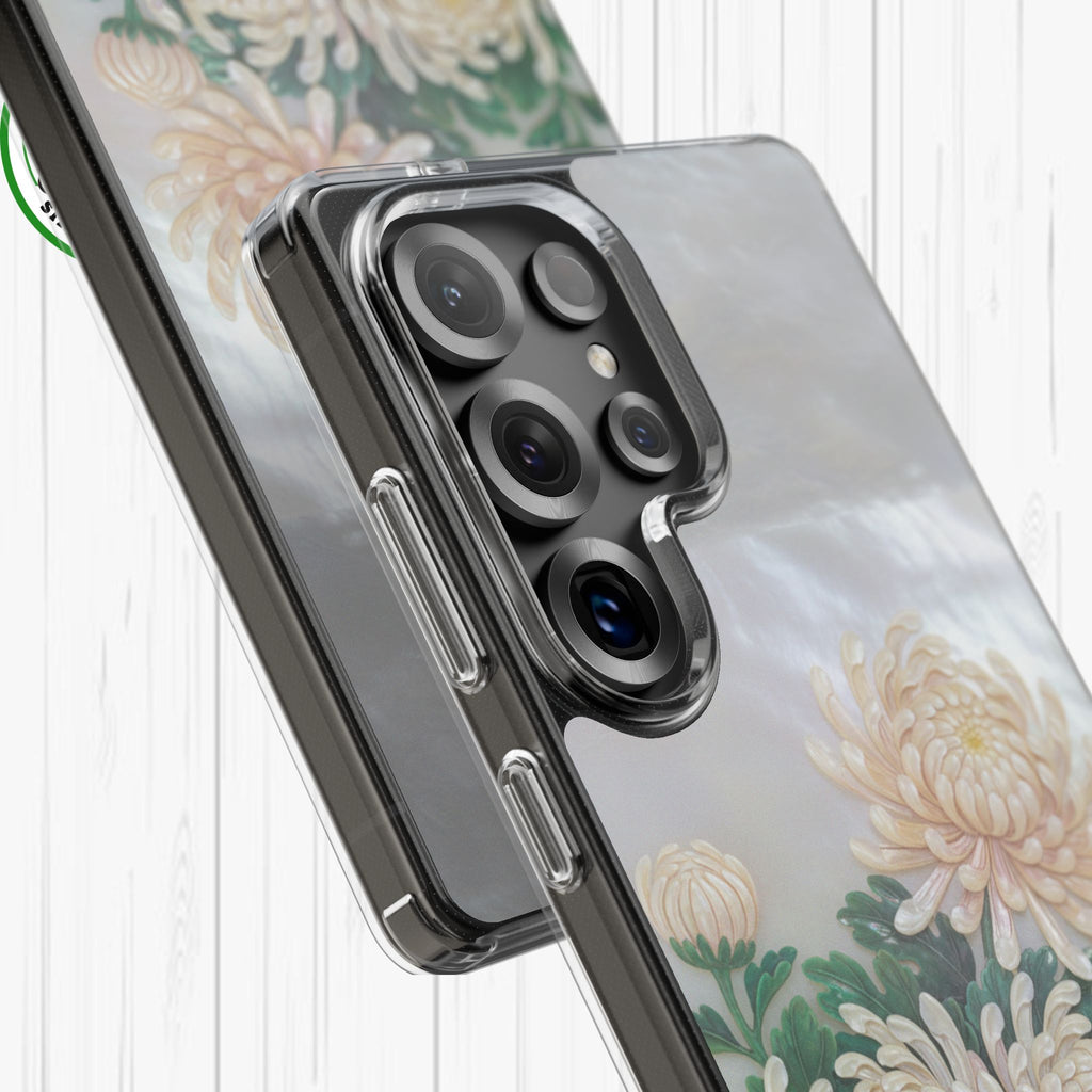 Mother of pearl inlay Phone Case Nacre art panel Chinese mother of pearl flowers Chrysanthemum wall art design elegant luxury  gift