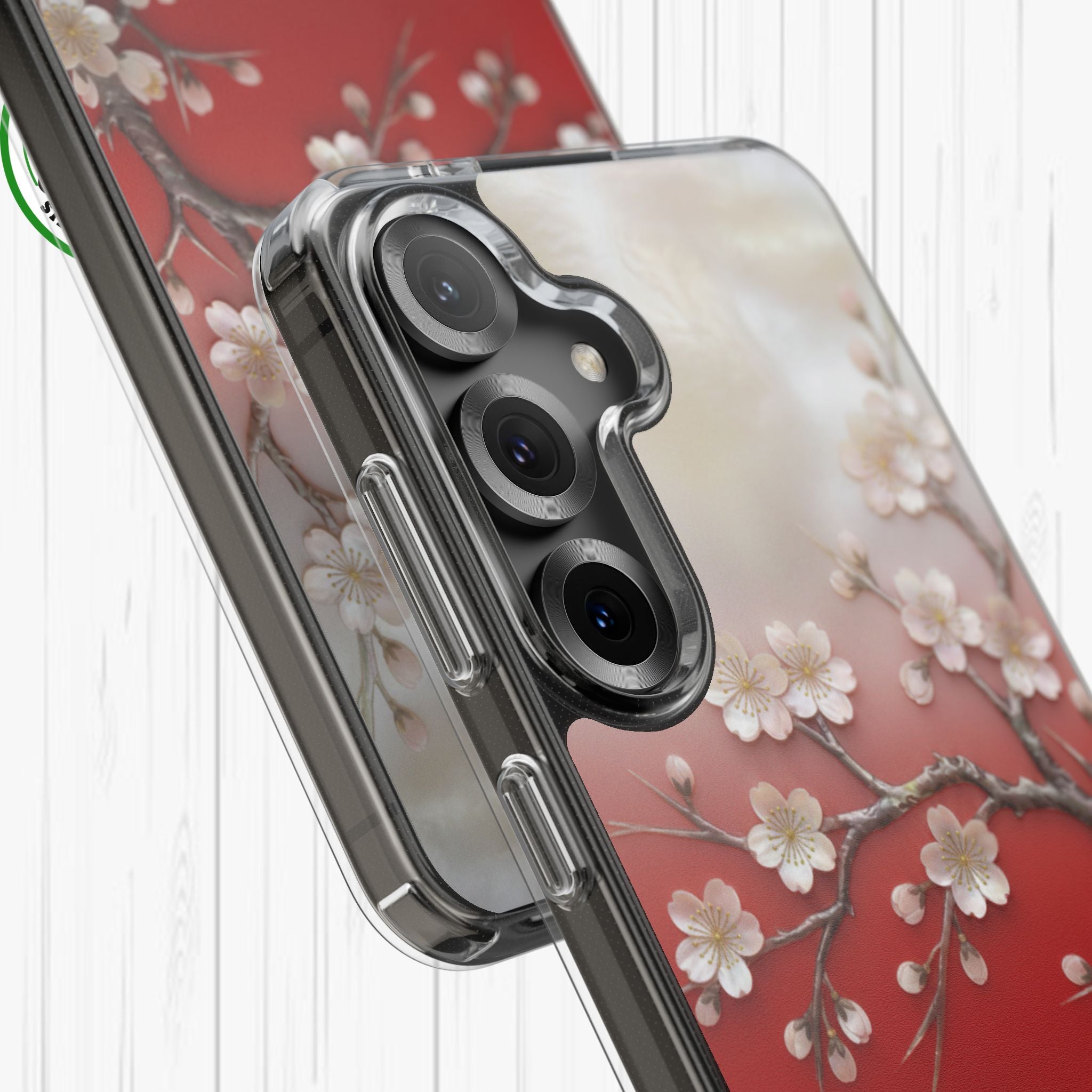 Mother of Pearl Floral Phone Case Elegant Sakura Design Asian Inspired Shell Inlay Artwork Japanese Blossom Decor Mobile Cover