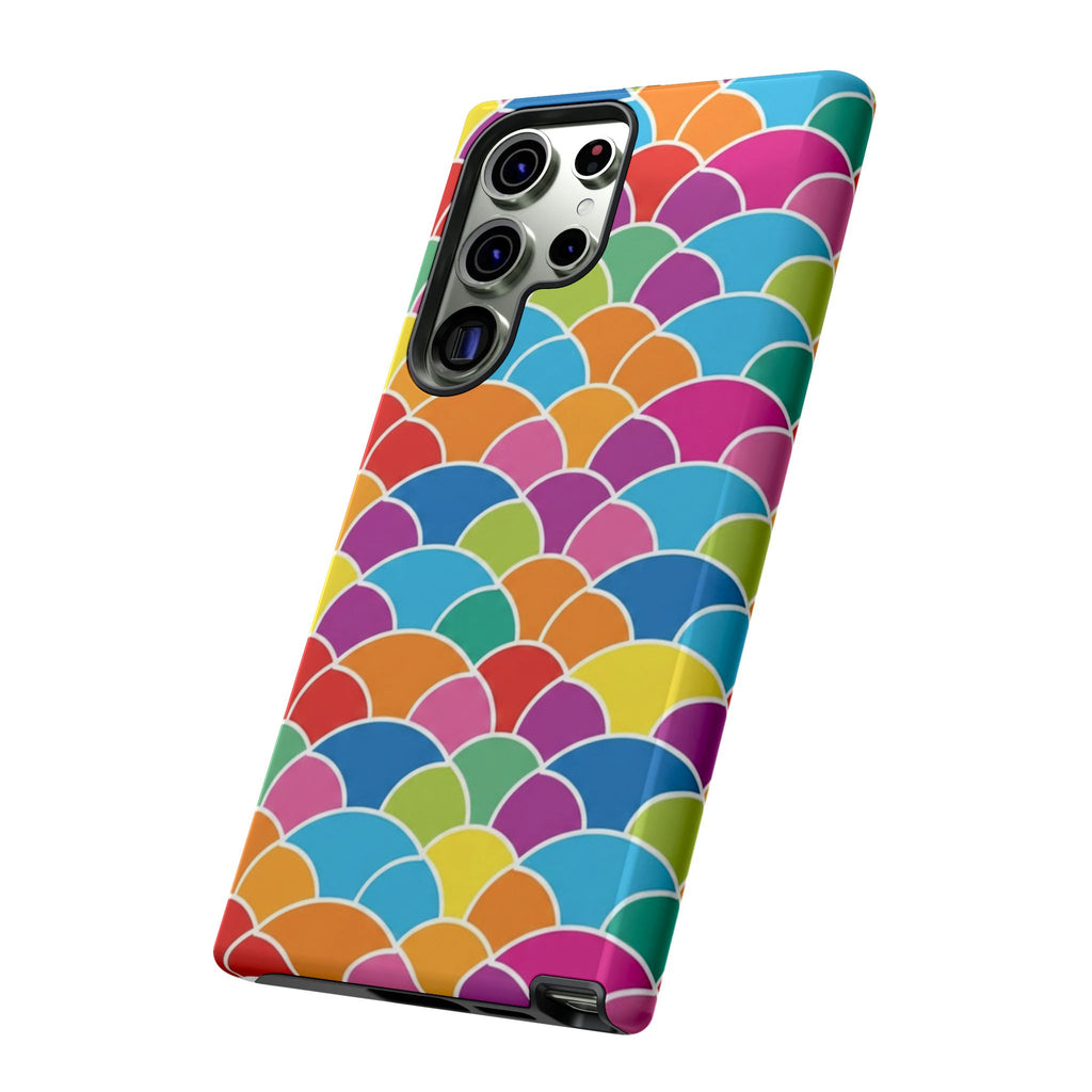 Colorful Scallop Pattern Phone Case Vibrant Protective Mermaid Scales Cover Eye-Catching Abstract Design for Samsung iPhone Pixel Models