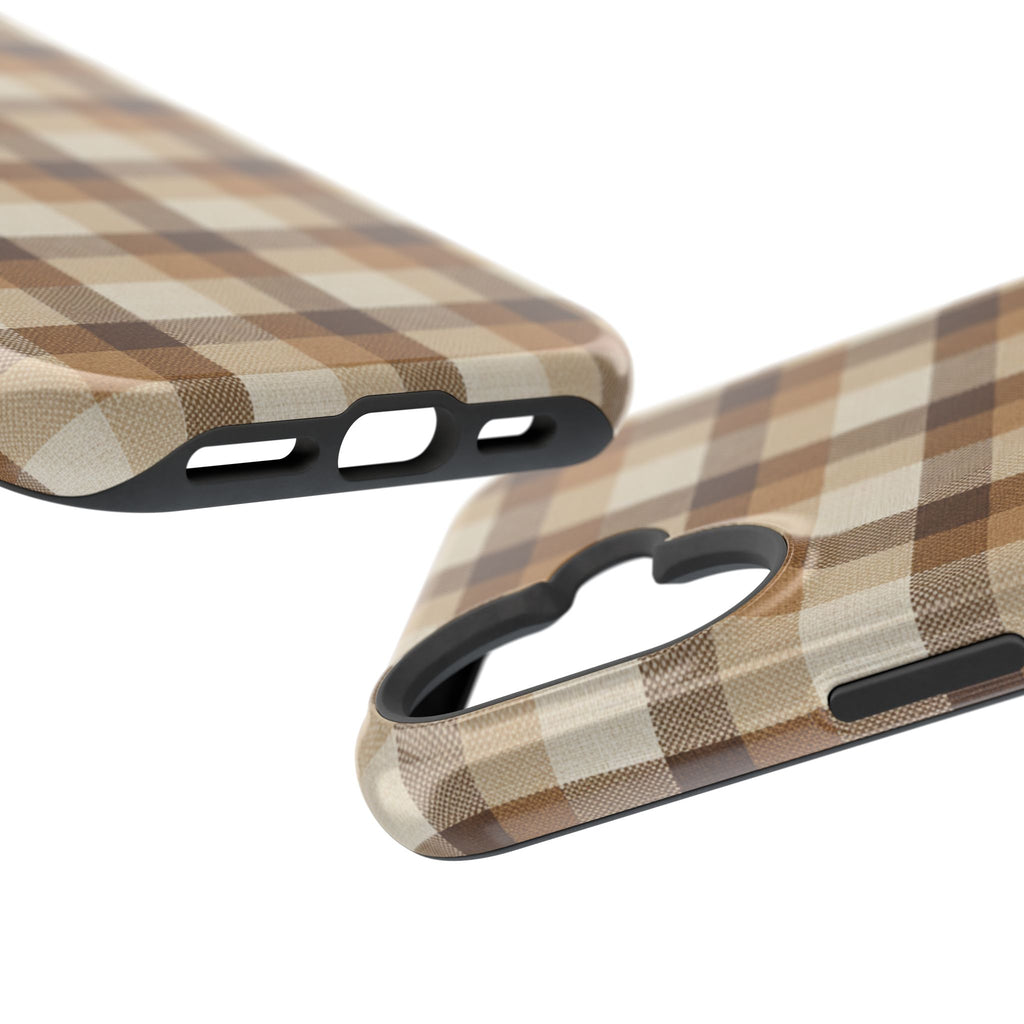Brown Plaid Pattern Impact-Resistant Case | Checkered Phone Case