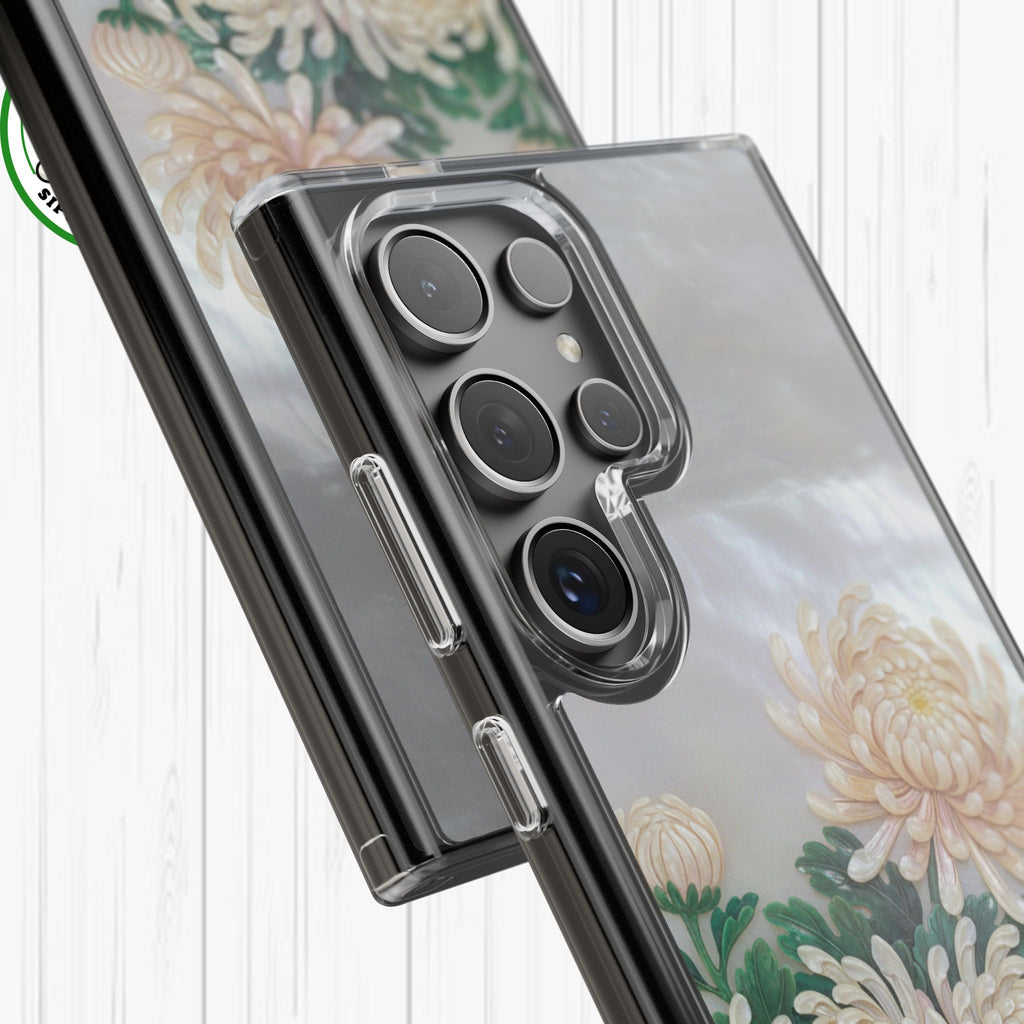 Mother of pearl inlay Phone Case Nacre art panel Chinese mother of pearl flowers Chrysanthemum wall art design elegant luxury  gift