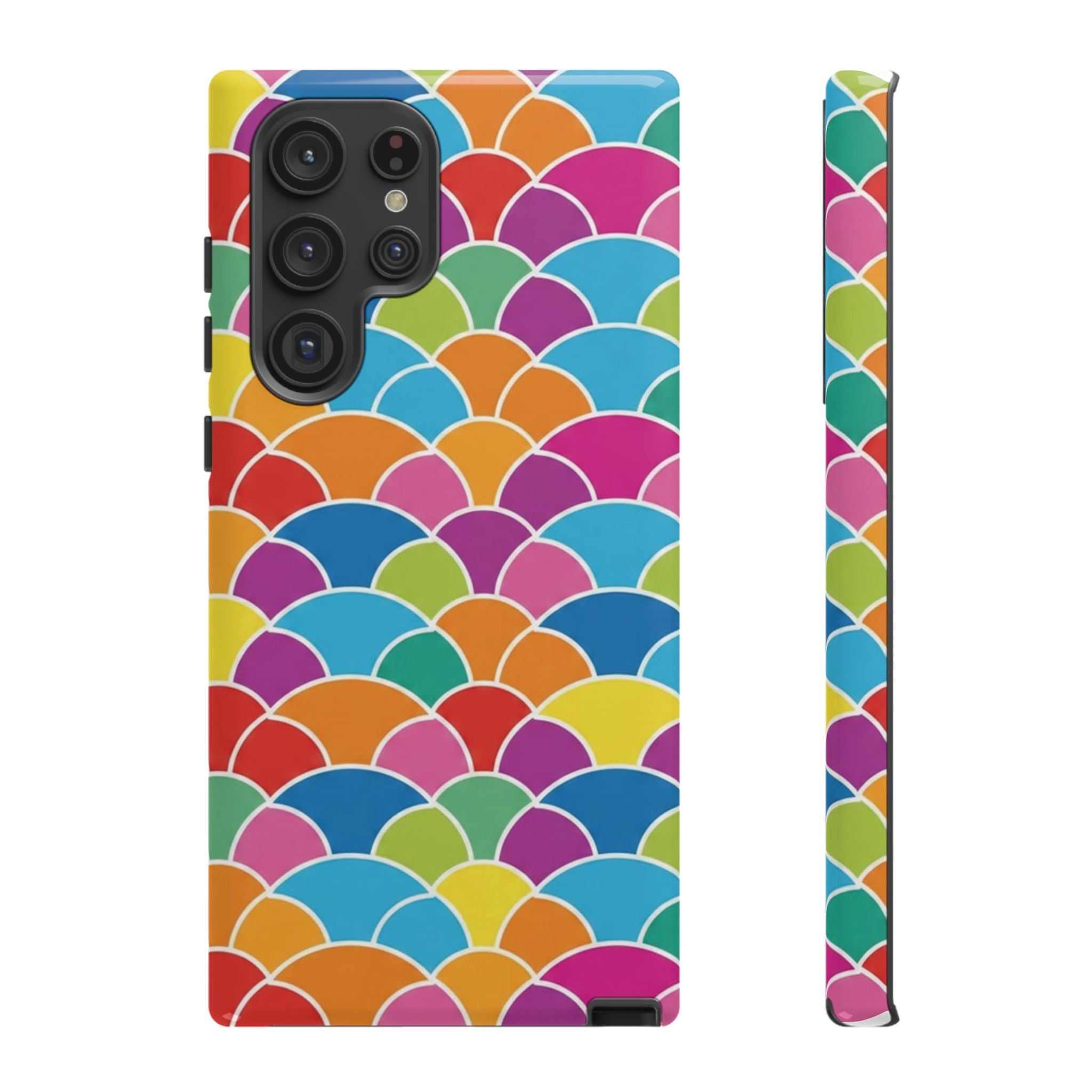 Colorful Scallop Pattern Phone Case Vibrant Protective Mermaid Scales Cover Eye-Catching Abstract Design for Samsung iPhone Pixel Models
