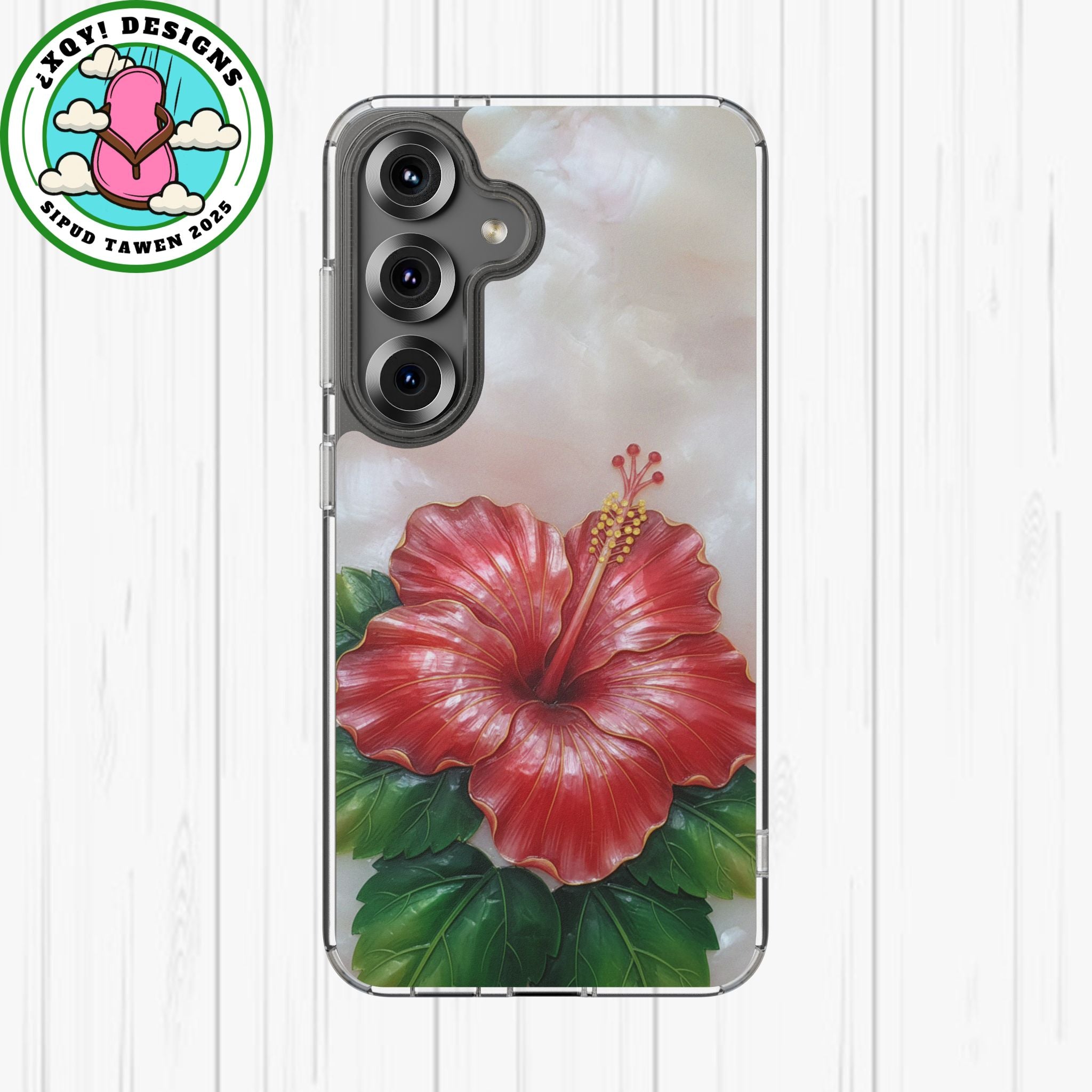 Unique Red flower art Phone Case Floral relief carving Red hibiscus sculpture Decorative tropical flower decor vibrant artistic