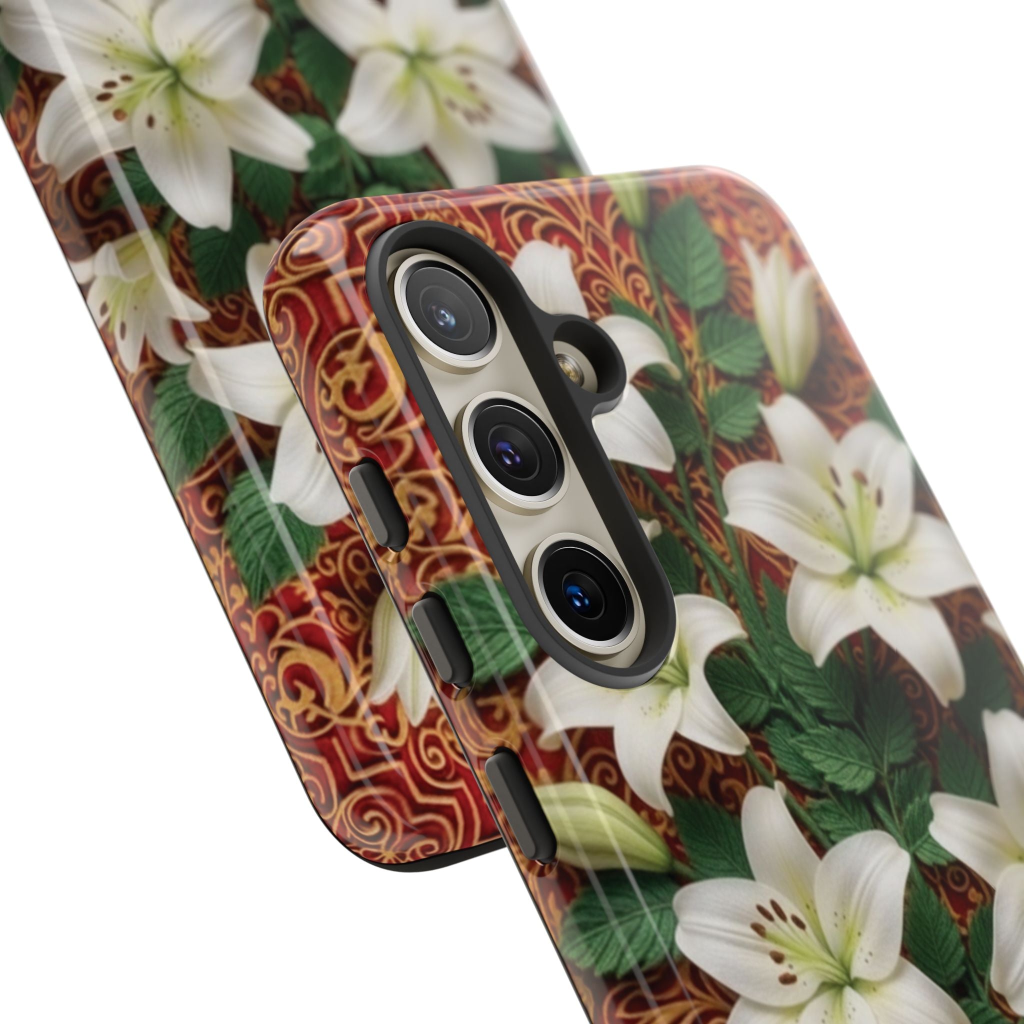 Luxury Lily Phone Case Elegant Floral Ornate Botanical Style Pristine White Bloom Motif Unique Accessory for iPhone Samsung Pixel Devices