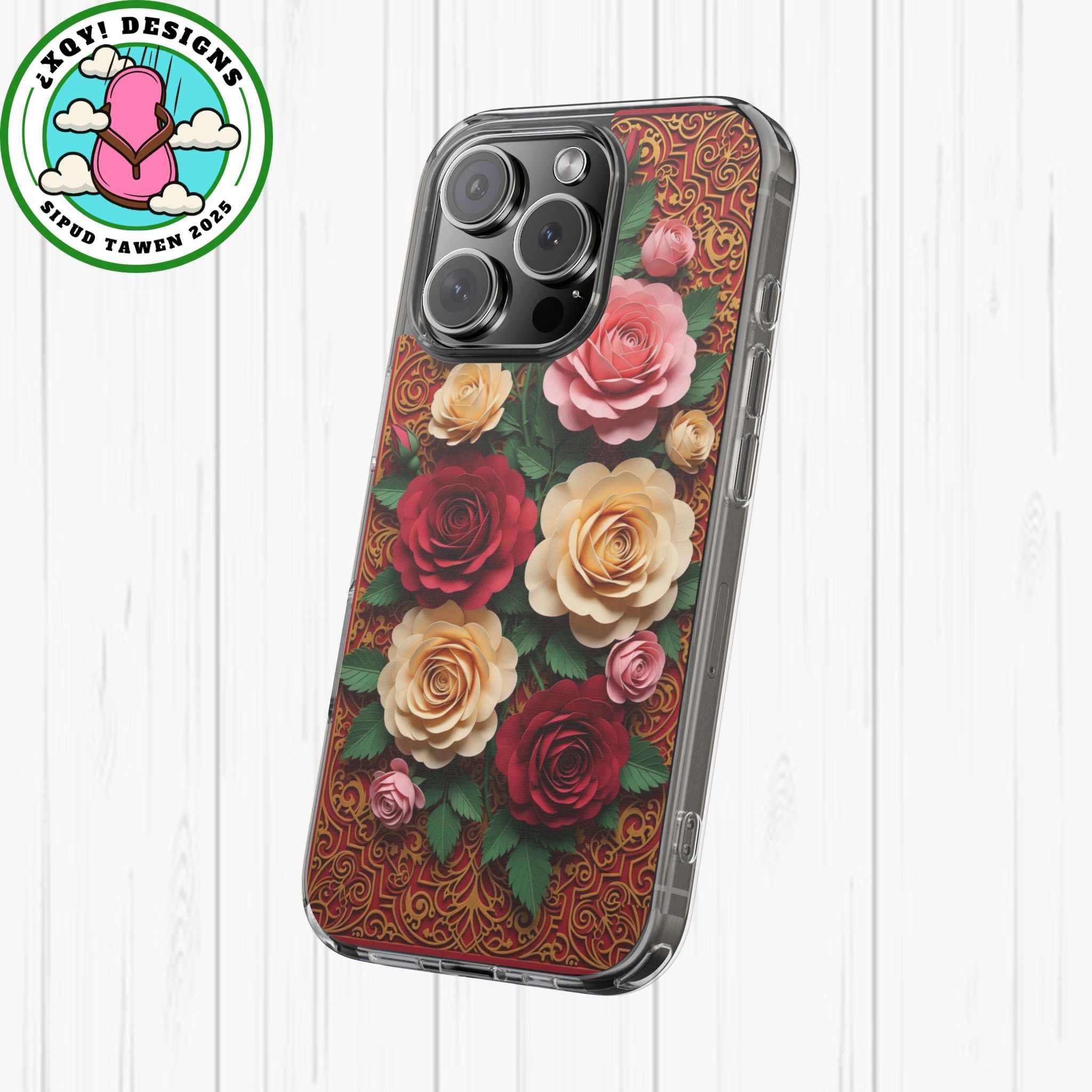 Cut-Paper Rose Bouquet Phone Case