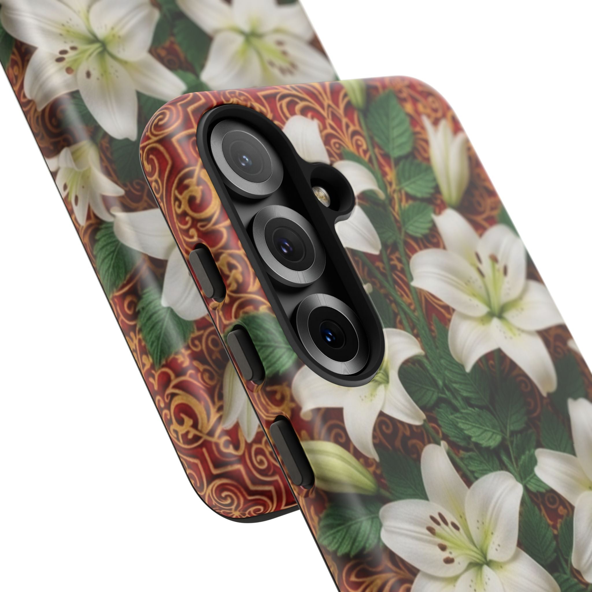 Luxury Lily Phone Case Elegant Floral Ornate Botanical Style Pristine White Bloom Motif Unique Accessory for iPhone Samsung Pixel Devices