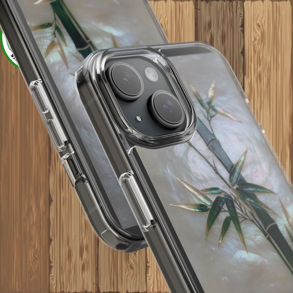 Phone Case, Mother of Pearl Bamboo Floral Design Impact-Resistant Cover, Protective Shell, Unique Gift, Accessories