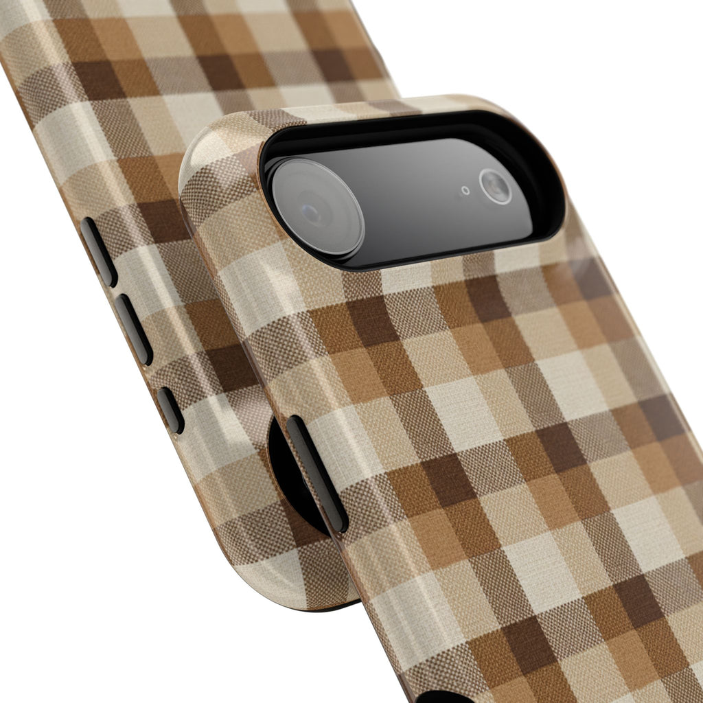 Brown Plaid Pattern Impact-Resistant Case | Checkered Phone Case
