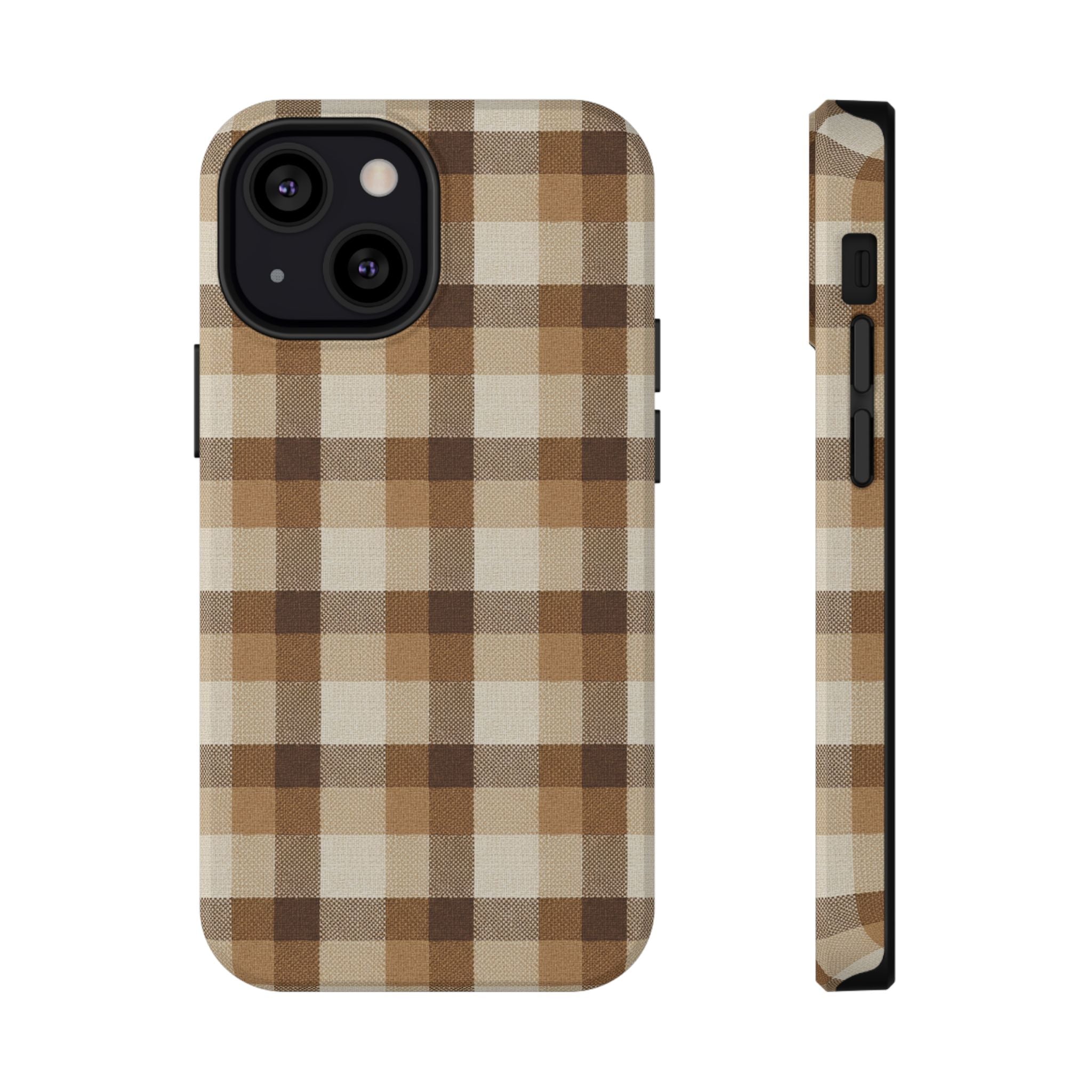 Brown Plaid Pattern Impact-Resistant Case | Checkered Phone Case
