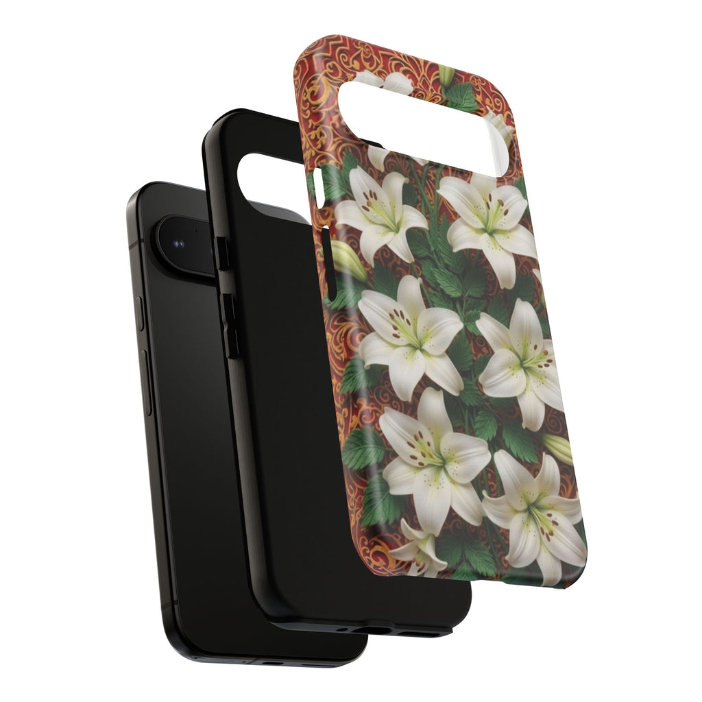 Luxury Lily Phone Case Elegant Floral Ornate Botanical Style Pristine White Bloom Motif Unique Accessory for iPhone Samsung Pixel Devices