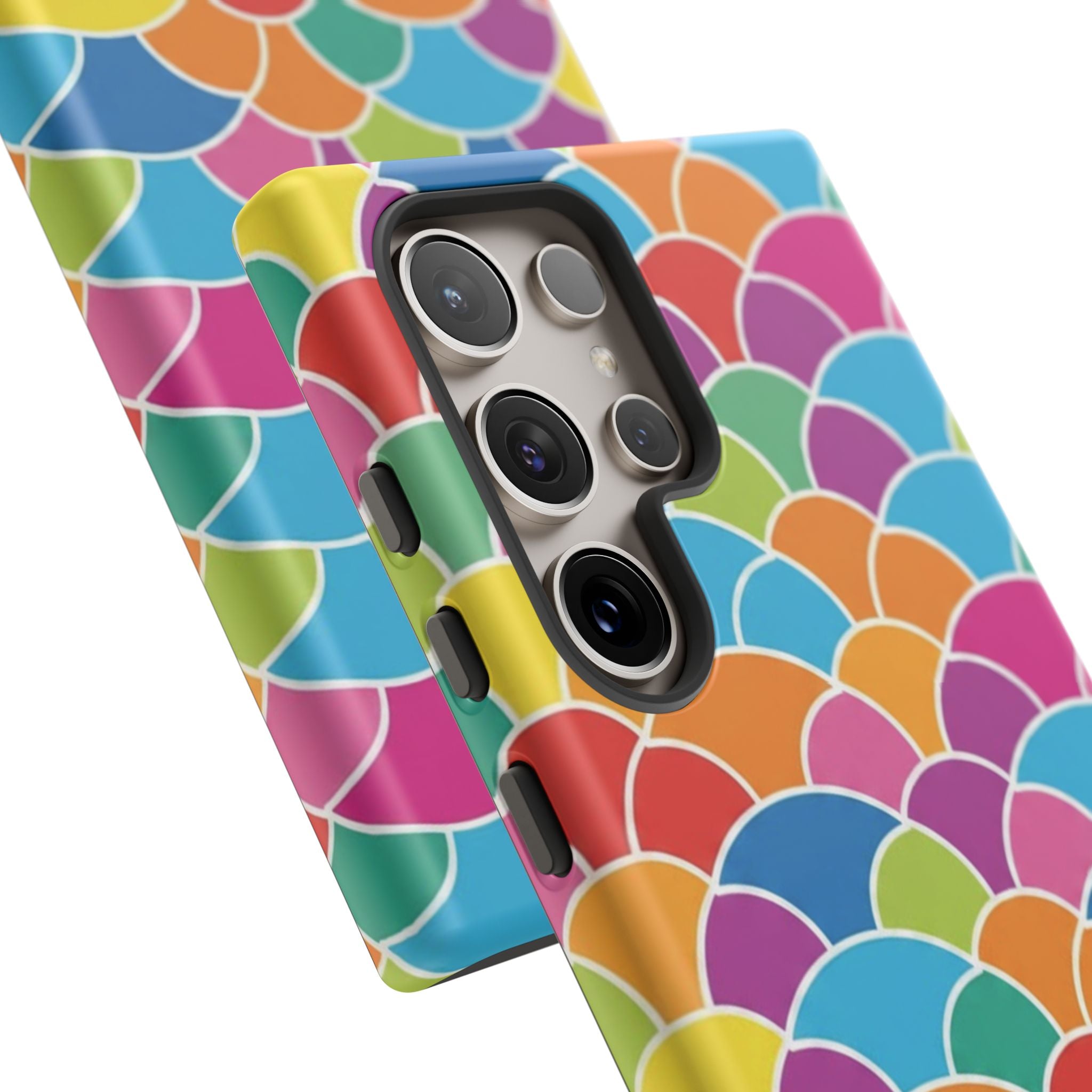 Colorful Scallop Pattern Phone Case Vibrant Protective Mermaid Scales Cover Eye-Catching Abstract Design for Samsung iPhone Pixel Models