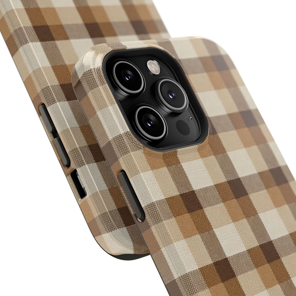 Brown Plaid Pattern Impact-Resistant Case | Checkered Phone Case