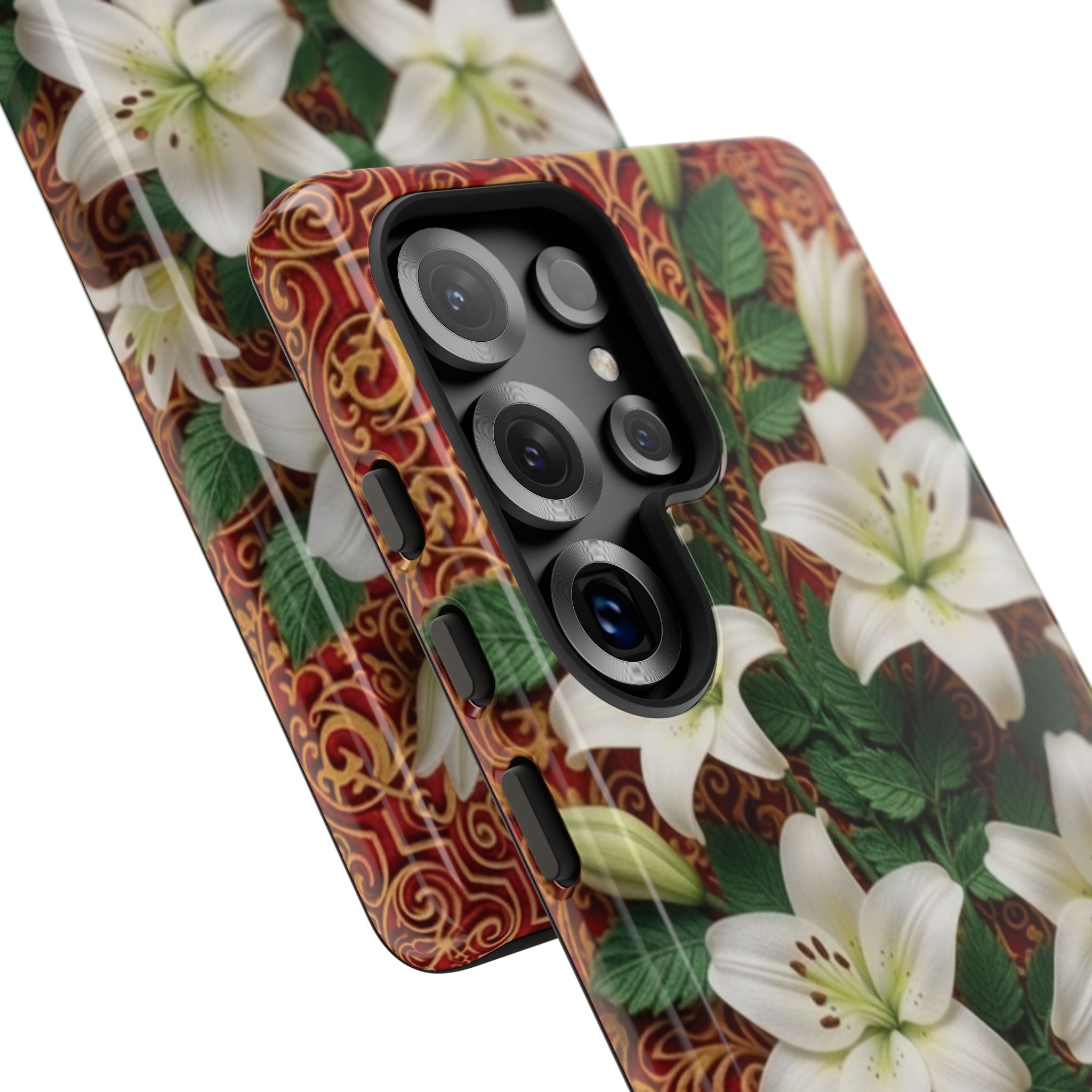 Luxury Lily Phone Case Elegant Floral Ornate Botanical Style Pristine White Bloom Motif Unique Accessory for iPhone Samsung Pixel Devices