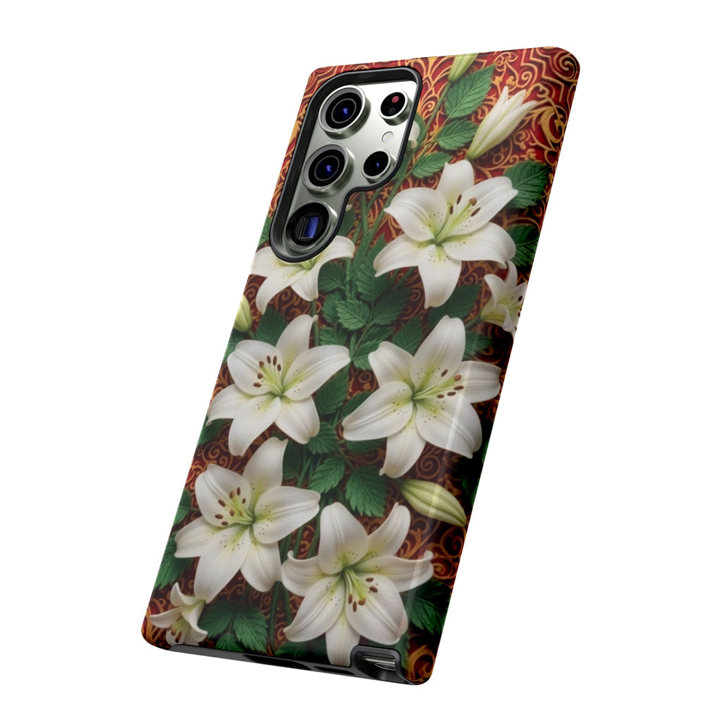 Luxury Lily Phone Case Elegant Floral Ornate Botanical Style Pristine White Bloom Motif Unique Accessory for iPhone Samsung Pixel Devices
