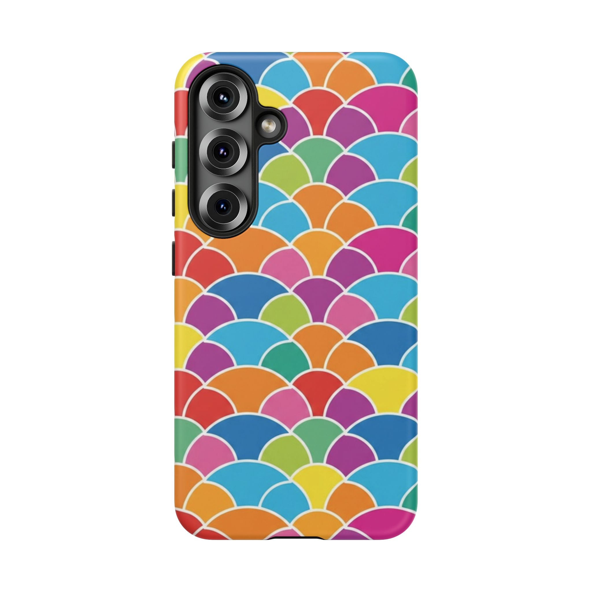 Colorful Scallop Pattern Phone Case Vibrant Protective Mermaid Scales Cover Eye-Catching Abstract Design for Samsung iPhone Pixel Models