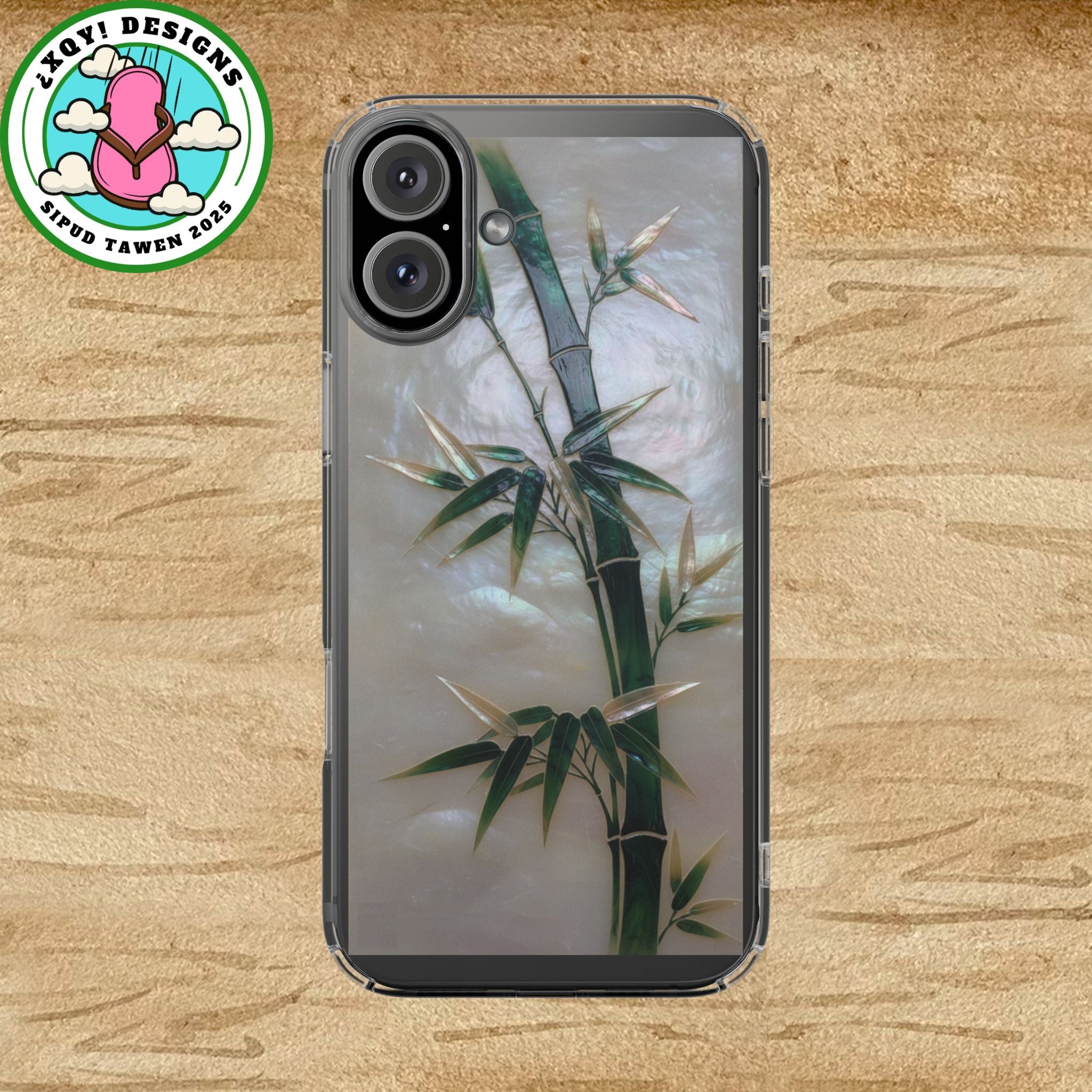 Phone Case, Mother of Pearl Bamboo Floral Design Impact-Resistant Cover, Protective Shell, Unique Gift, Accessories