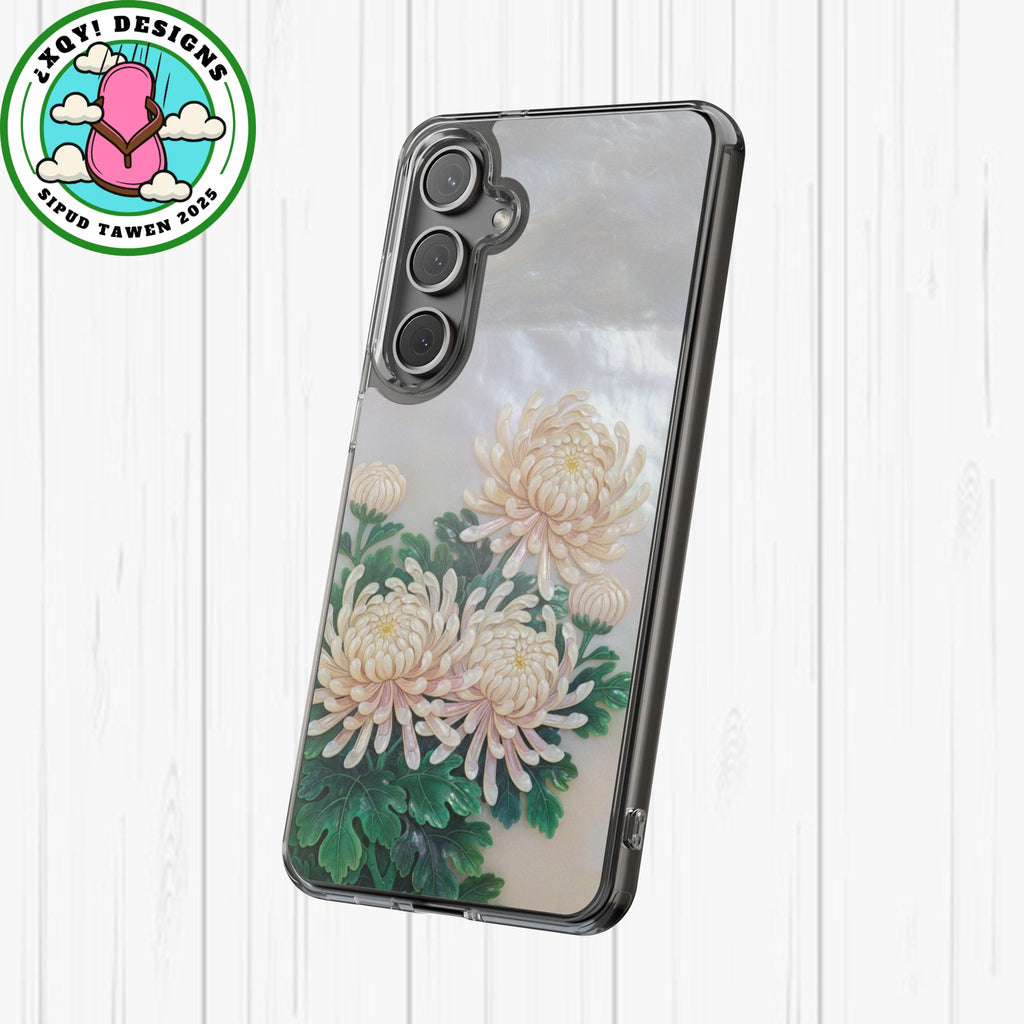 Mother of pearl inlay Phone Case Nacre art panel Chinese mother of pearl flowers Chrysanthemum wall art design elegant luxury  gift