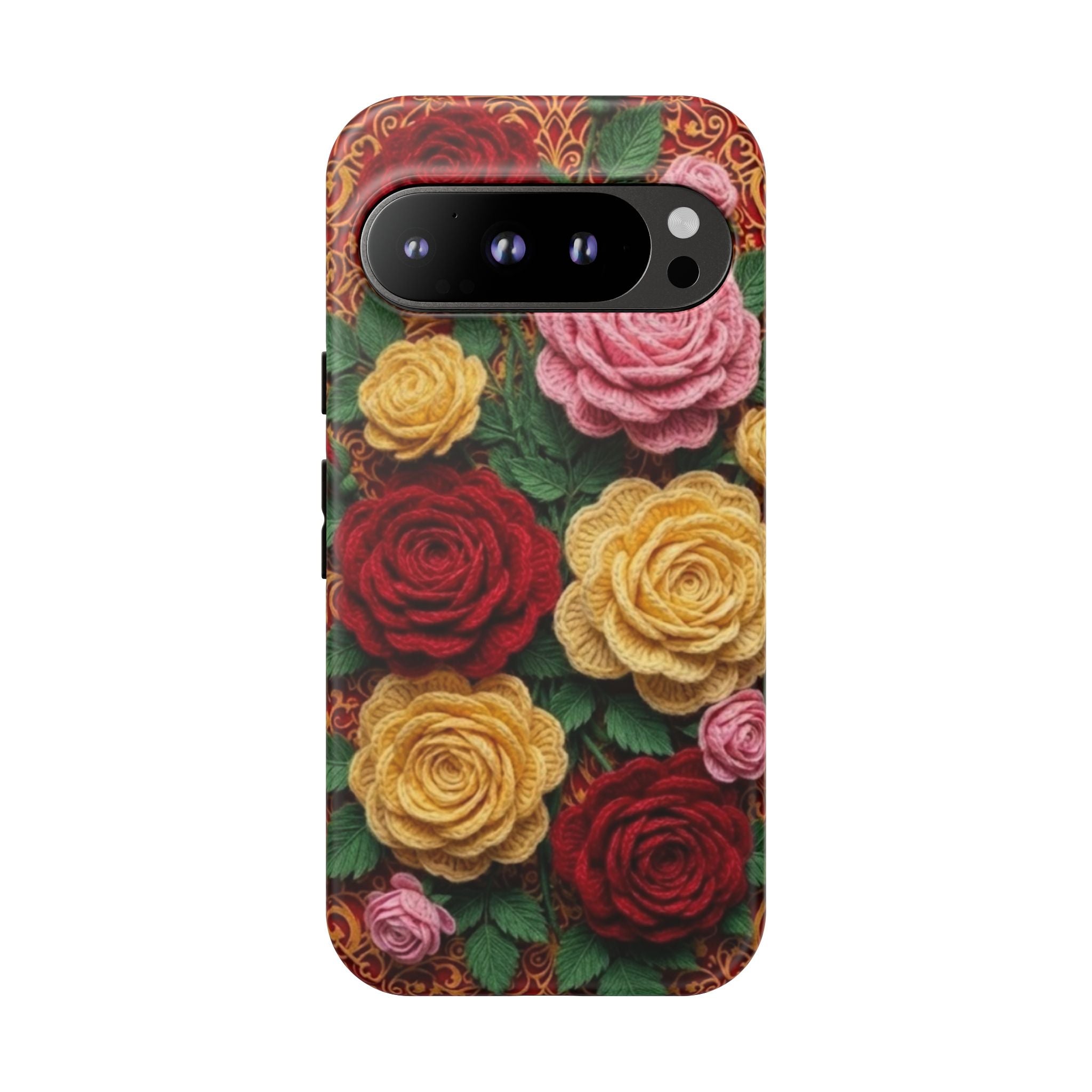 Yarn Vintage Rose Floral Phone Case Elegant Damask Pattern Smartphone Cover for Samsung Galaxy iOS Google Pixel