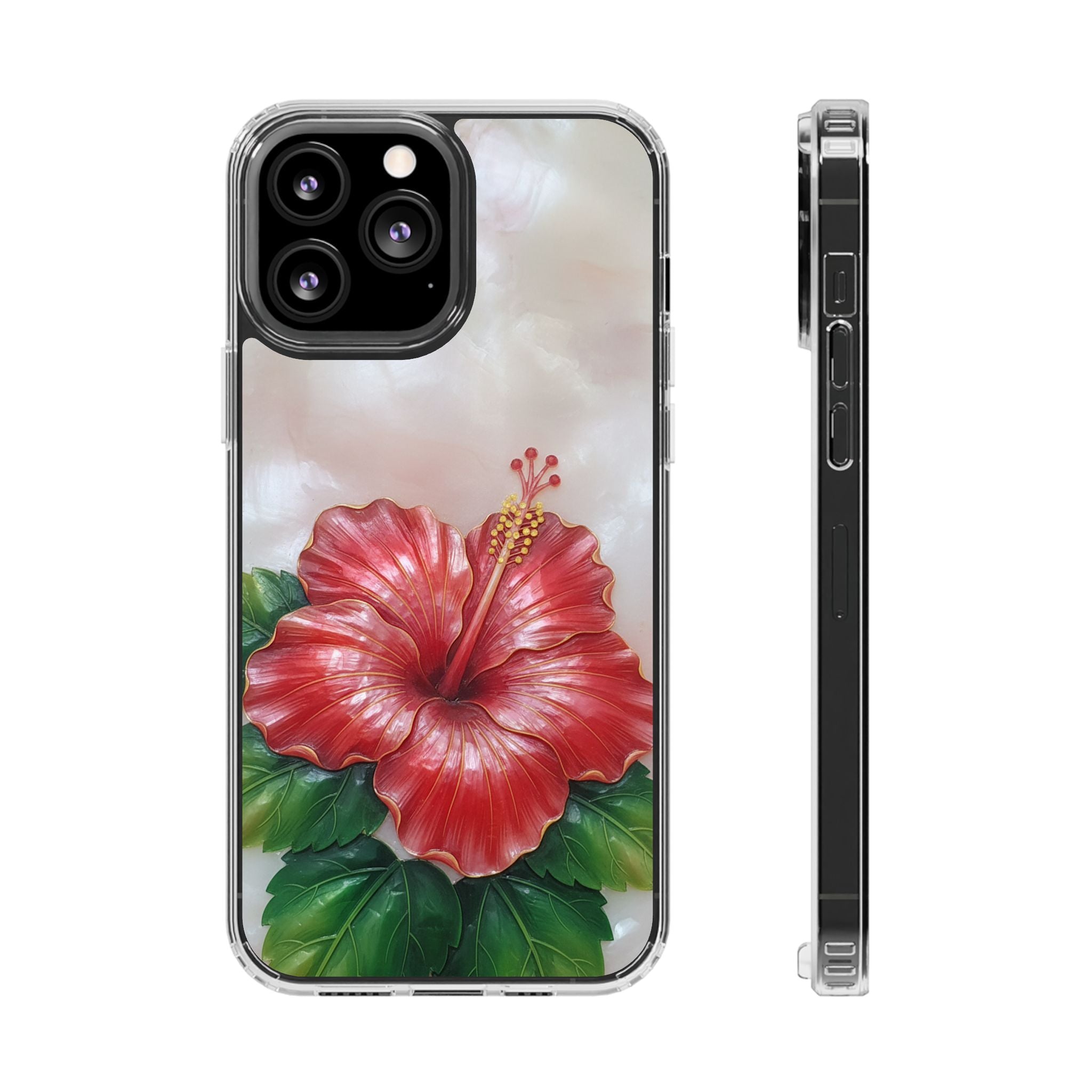 Unique Red flower art Phone Case Floral relief carving Red hibiscus sculpture Decorative tropical flower decor vibrant artistic