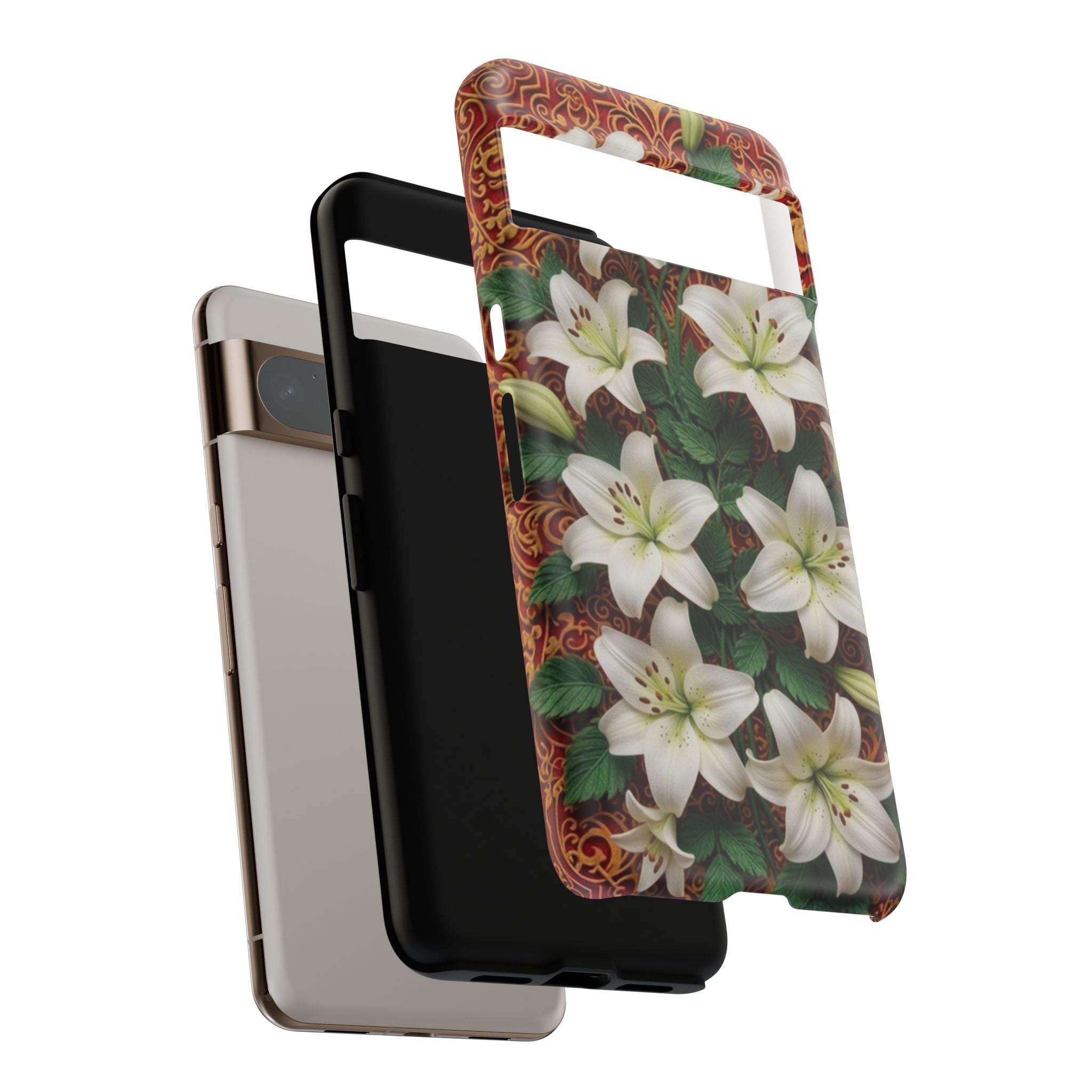 Luxury Lily Phone Case Elegant Floral Ornate Botanical Style Pristine White Bloom Motif Unique Accessory for iPhone Samsung Pixel Devices
