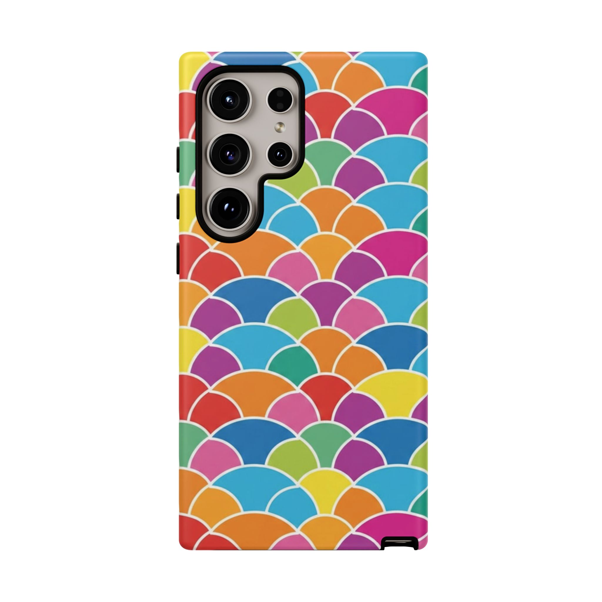 Colorful Scallop Pattern Phone Case Vibrant Protective Mermaid Scales Cover Eye-Catching Abstract Design for Samsung iPhone Pixel Models