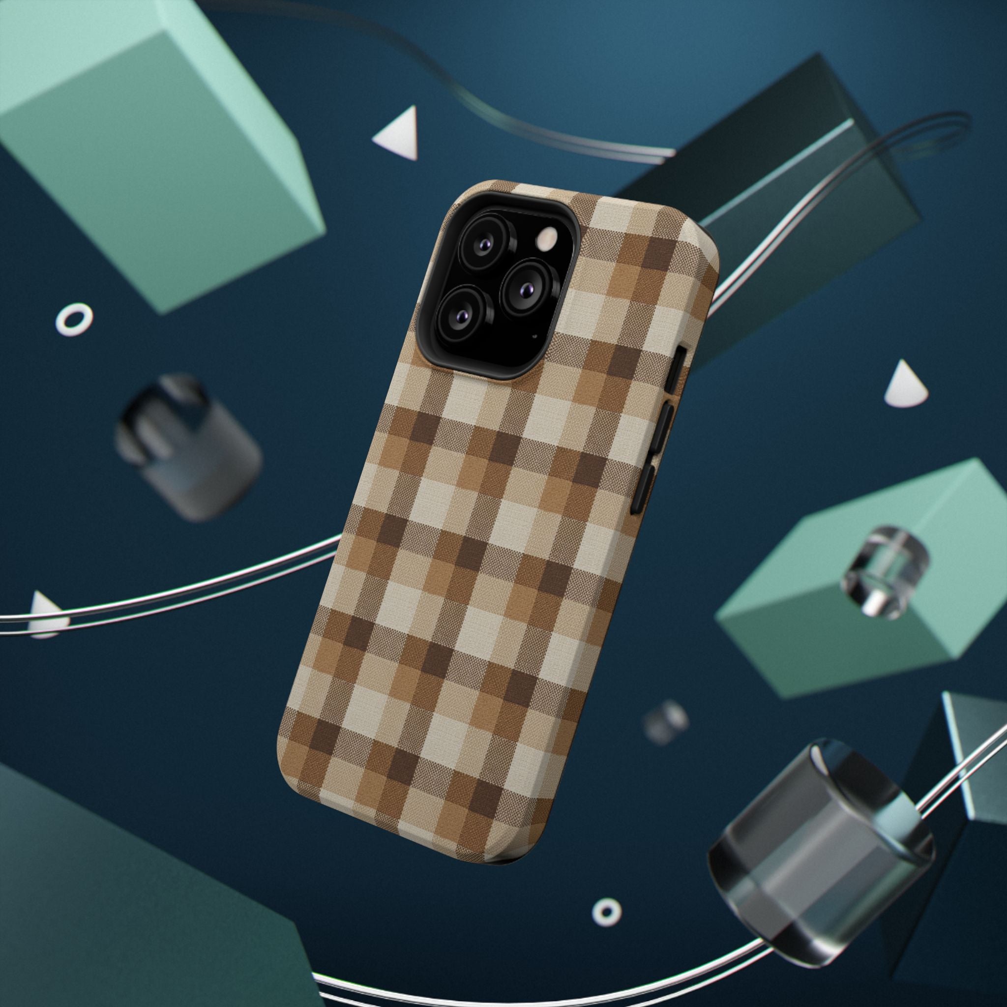 Brown Plaid Pattern Impact-Resistant Case | Checkered Phone Case