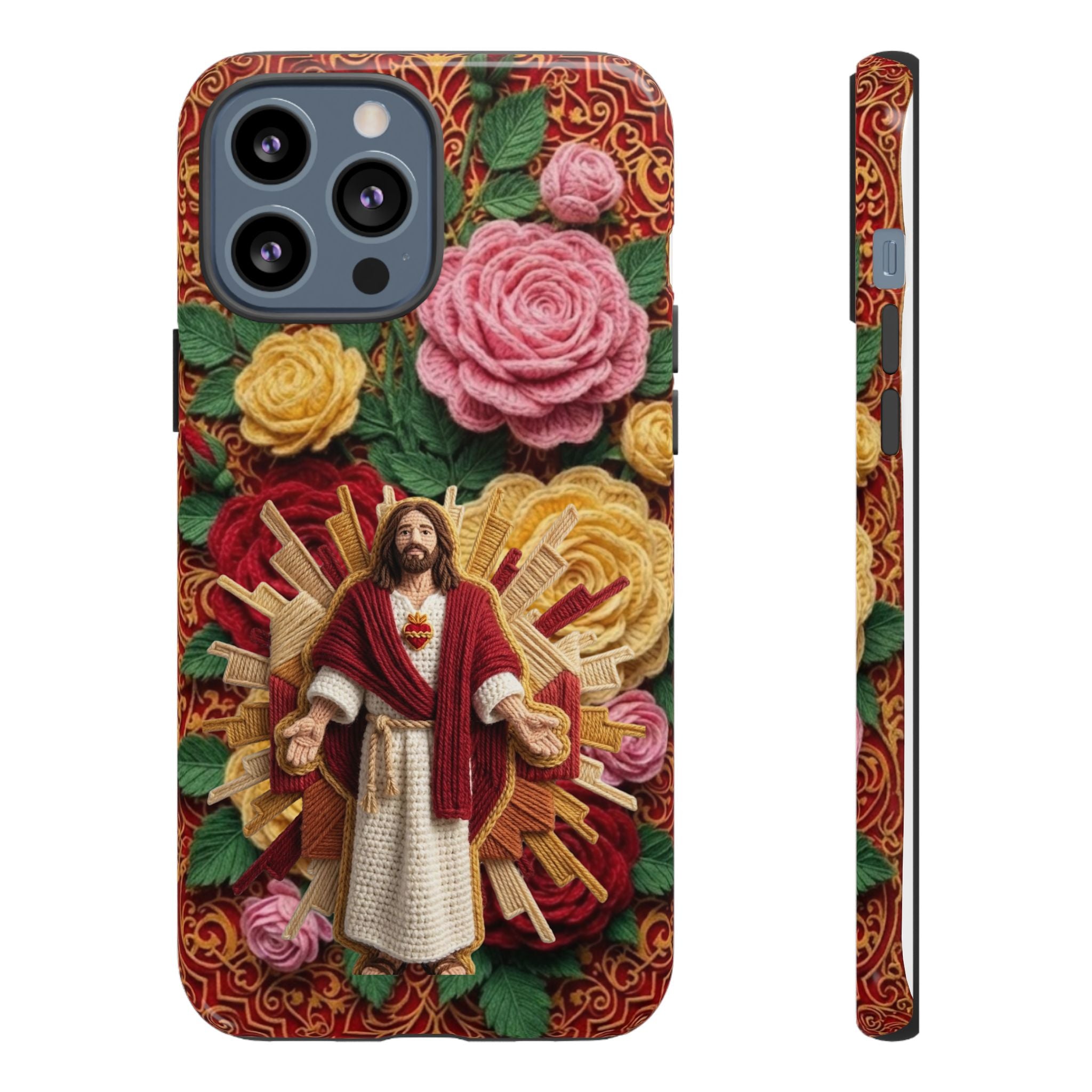 Jesus Resurrection faux-yarn phone case | Resurrection artwork phone case