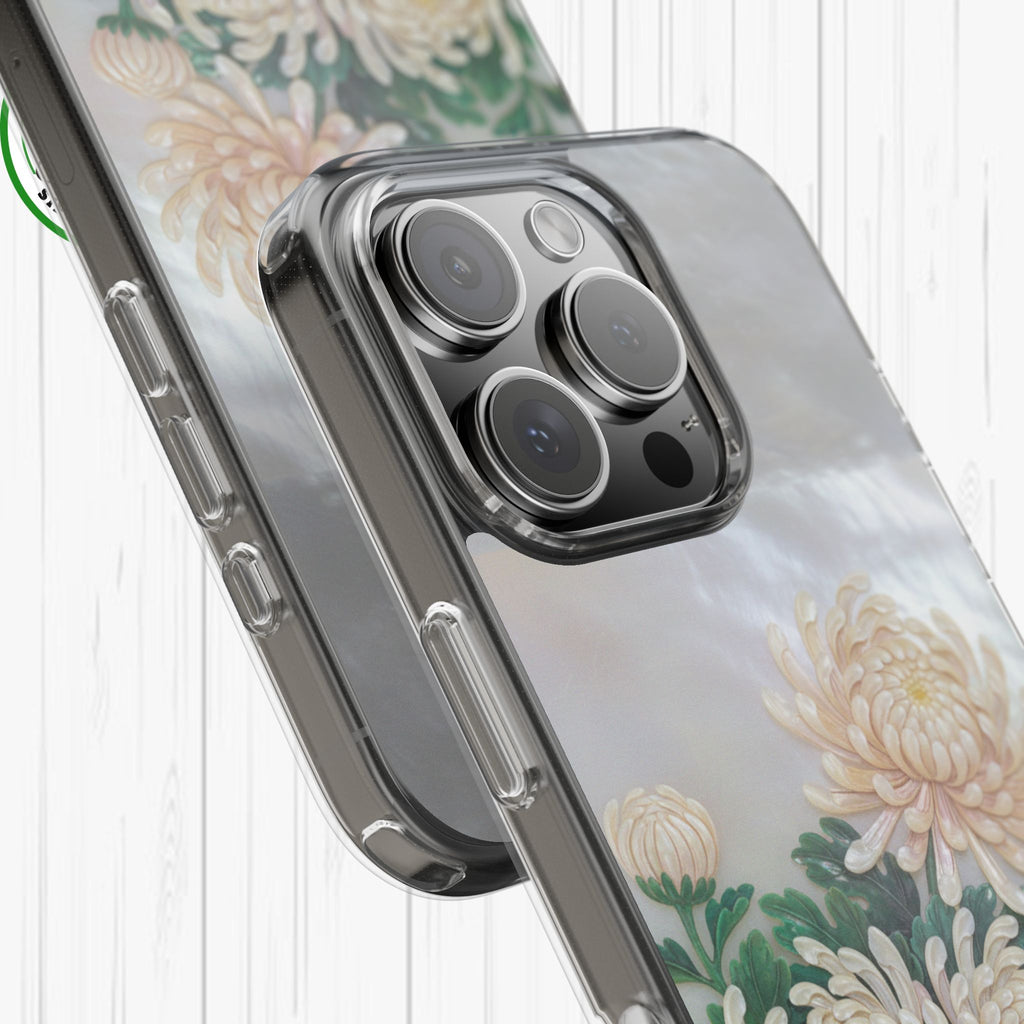 Mother of pearl inlay Phone Case Nacre art panel Chinese mother of pearl flowers Chrysanthemum wall art design elegant luxury  gift