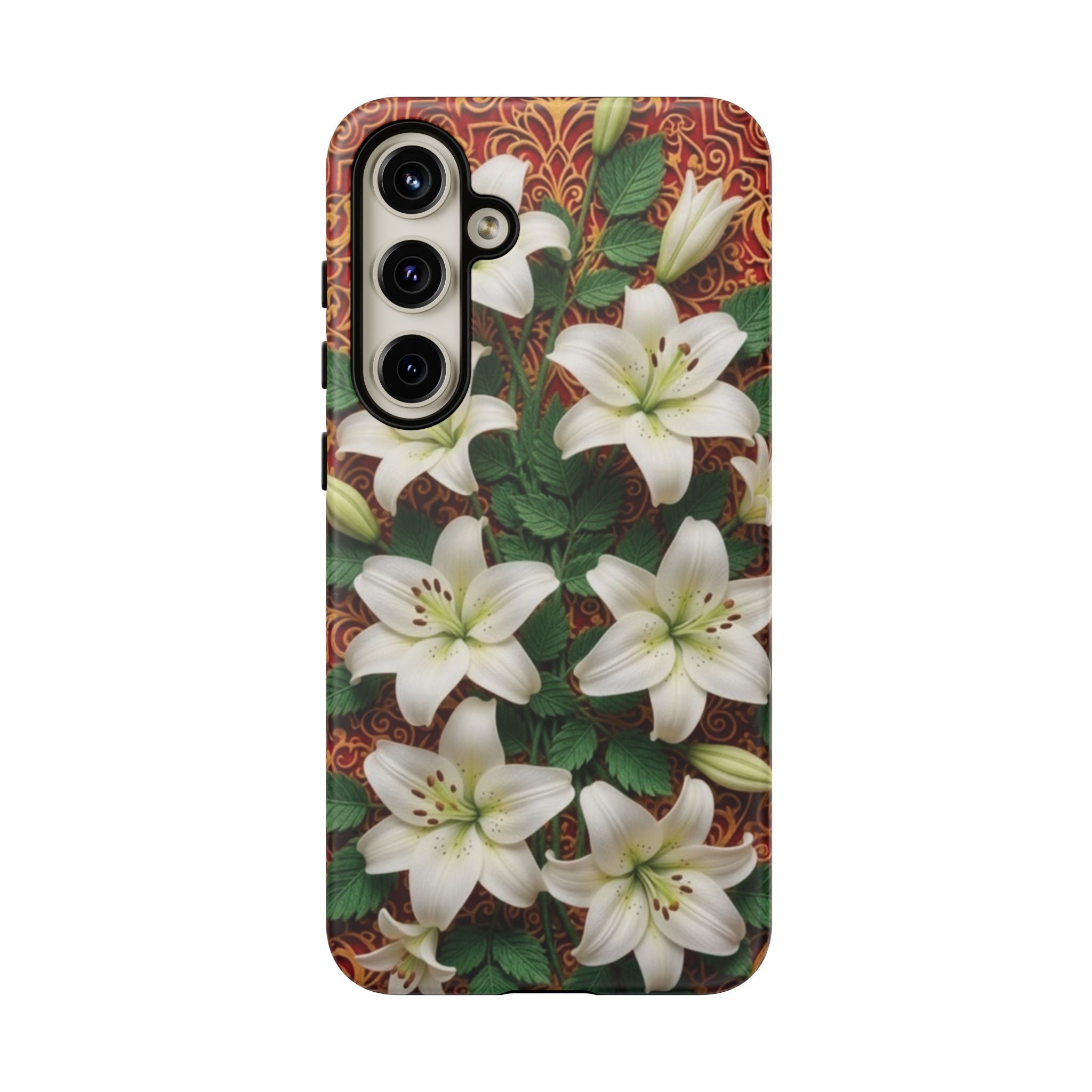 Luxury Lily Phone Case Elegant Floral Ornate Botanical Style Pristine White Bloom Motif Unique Accessory for iPhone Samsung Pixel Devices