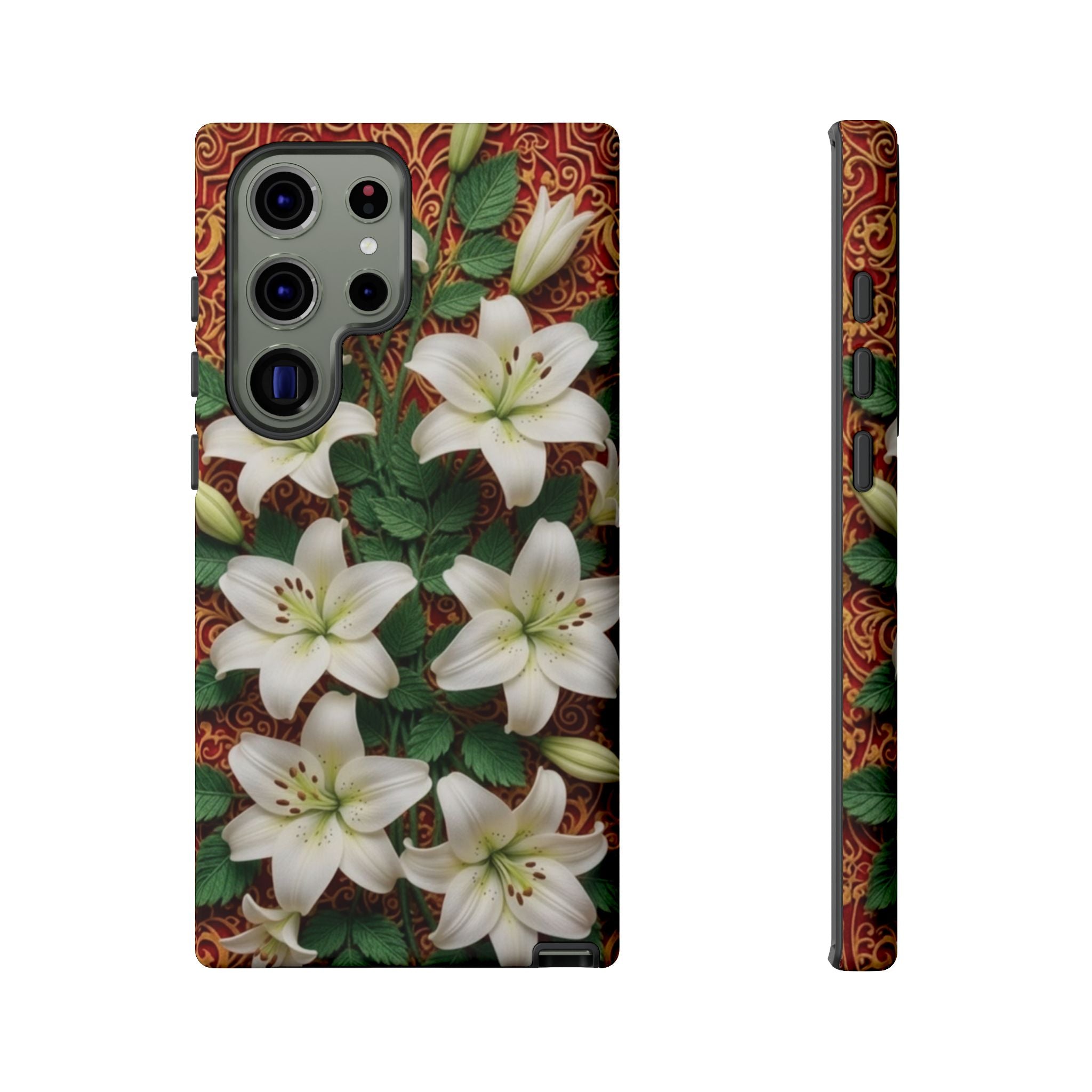 Luxury Lily Phone Case Elegant Floral Ornate Botanical Style Pristine White Bloom Motif Unique Accessory for iPhone Samsung Pixel Devices