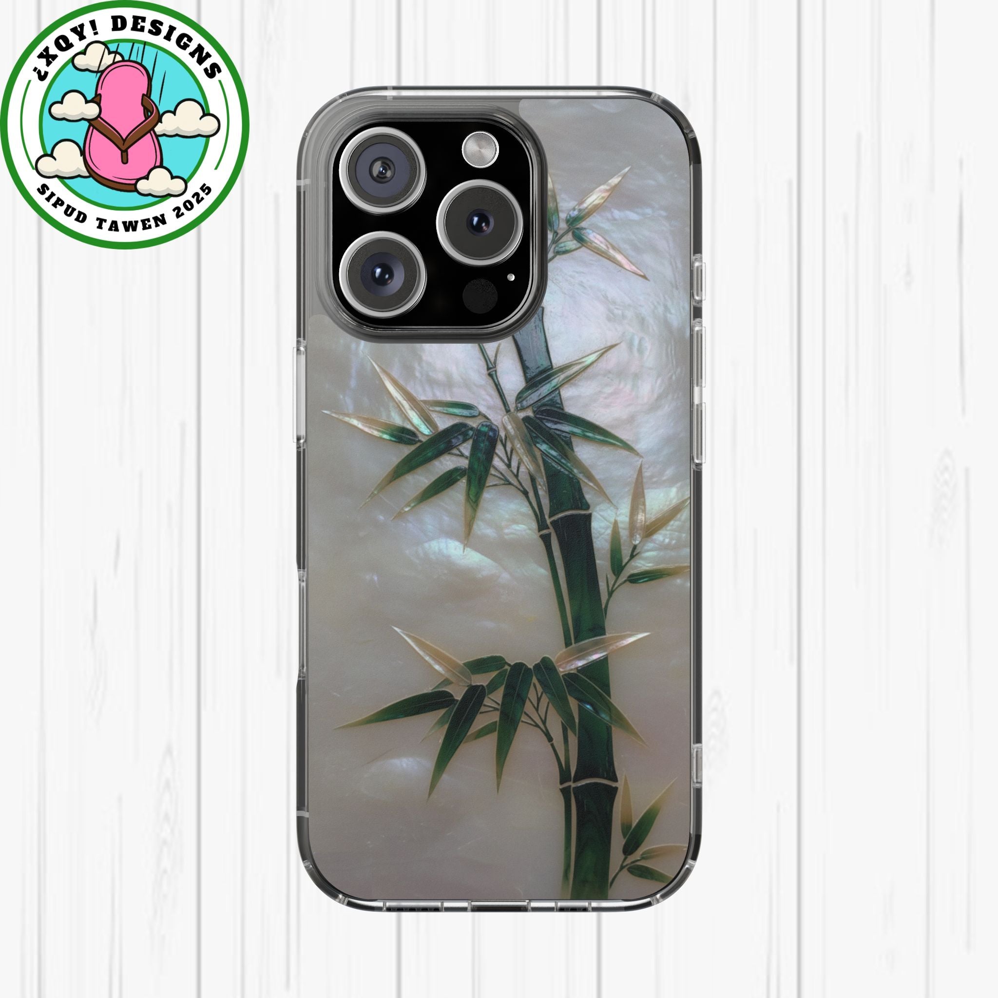 Mother of Pearl Inlay Bamboo Phone Case Nacre Art Green Bamboo Decor Handmade Pearl Shell Unique Iridescent Cover Natural Gift Idea