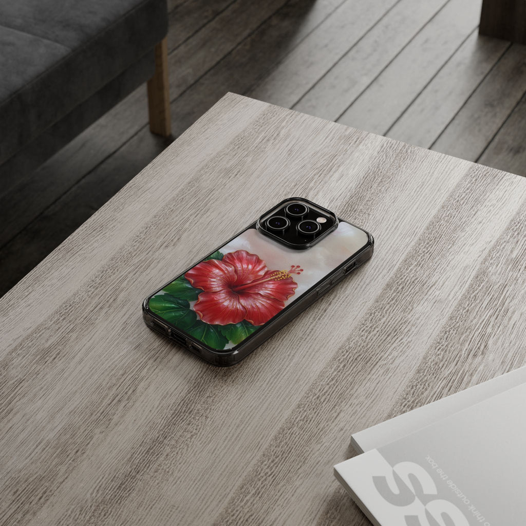 Unique Red flower art Phone Case Floral relief carving Red hibiscus sculpture Decorative tropical flower decor vibrant artistic