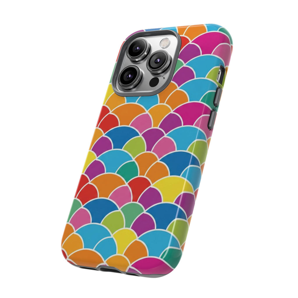 Colorful Scallop Pattern Phone Case Vibrant Protective Mermaid Scales Cover Eye-Catching Abstract Design for Samsung iPhone Pixel Models