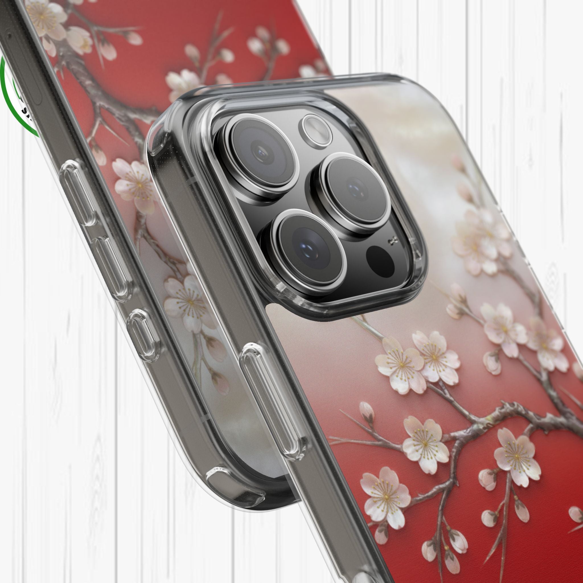 Mother of Pearl Floral Phone Case Elegant Sakura Design Asian Inspired Shell Inlay Artwork Japanese Blossom Decor Mobile Cover