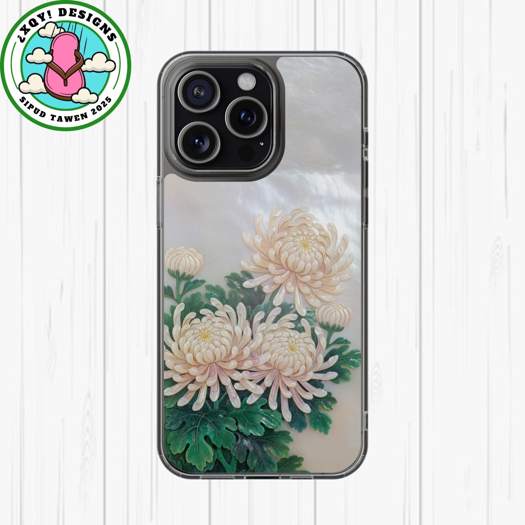 Mother of pearl inlay Phone Case Nacre art panel Chinese mother of pearl flowers Chrysanthemum wall art design elegant luxury  gift