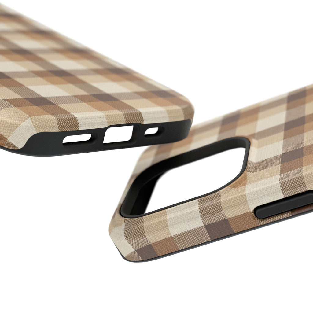 Brown Plaid Pattern Impact-Resistant Case | Checkered Phone Case